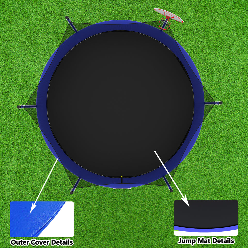 14-foot trampoline 3-step galvanized steel ladder entry access