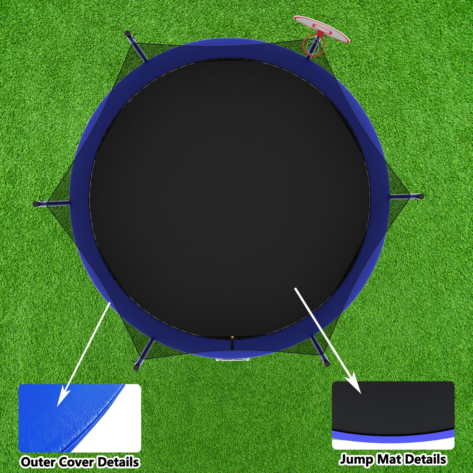 14-foot trampoline 3-step galvanized steel ladder entry access
