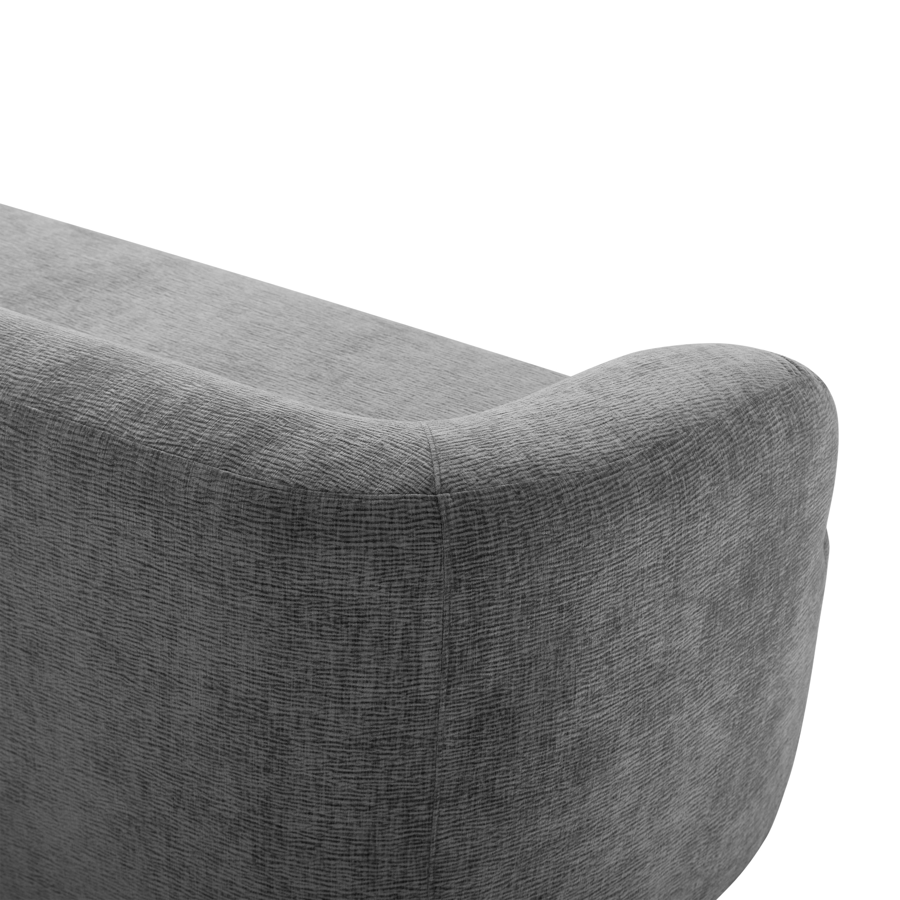 Frameless sofa rounded arm detail