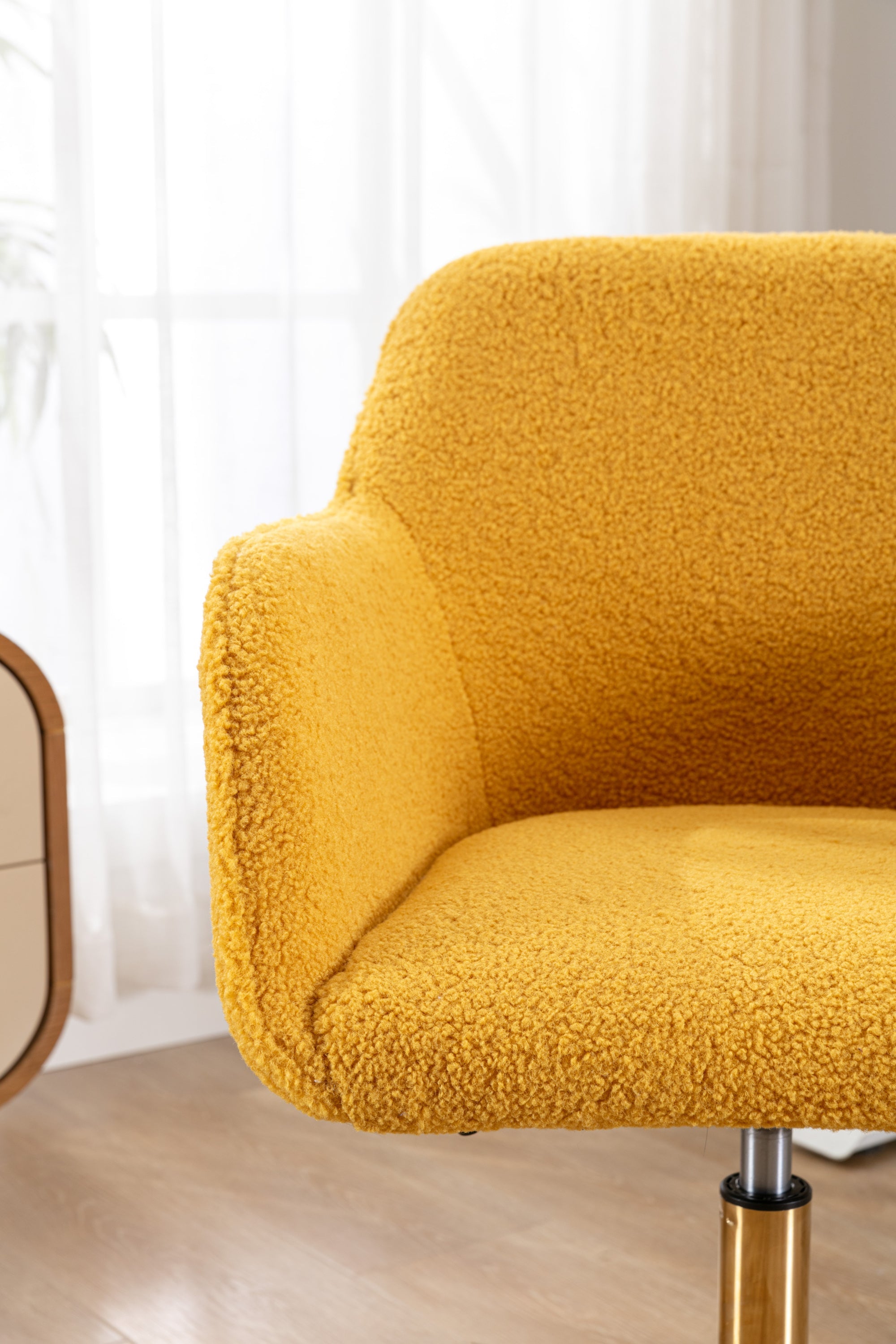 Teddy Office Chair — Adjustable Height with Gold Metal Base & Wheels