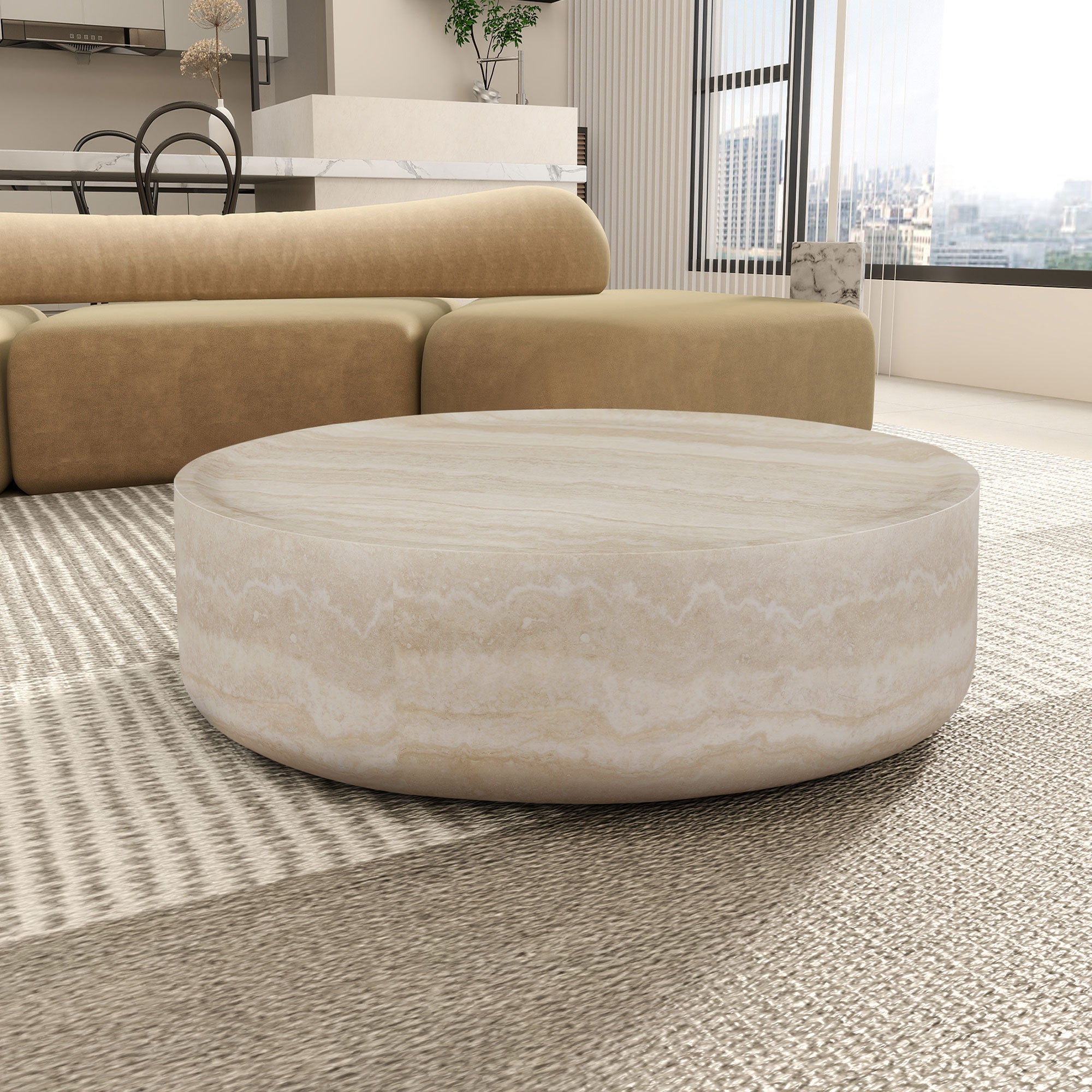 Modern round tea table living room office setting