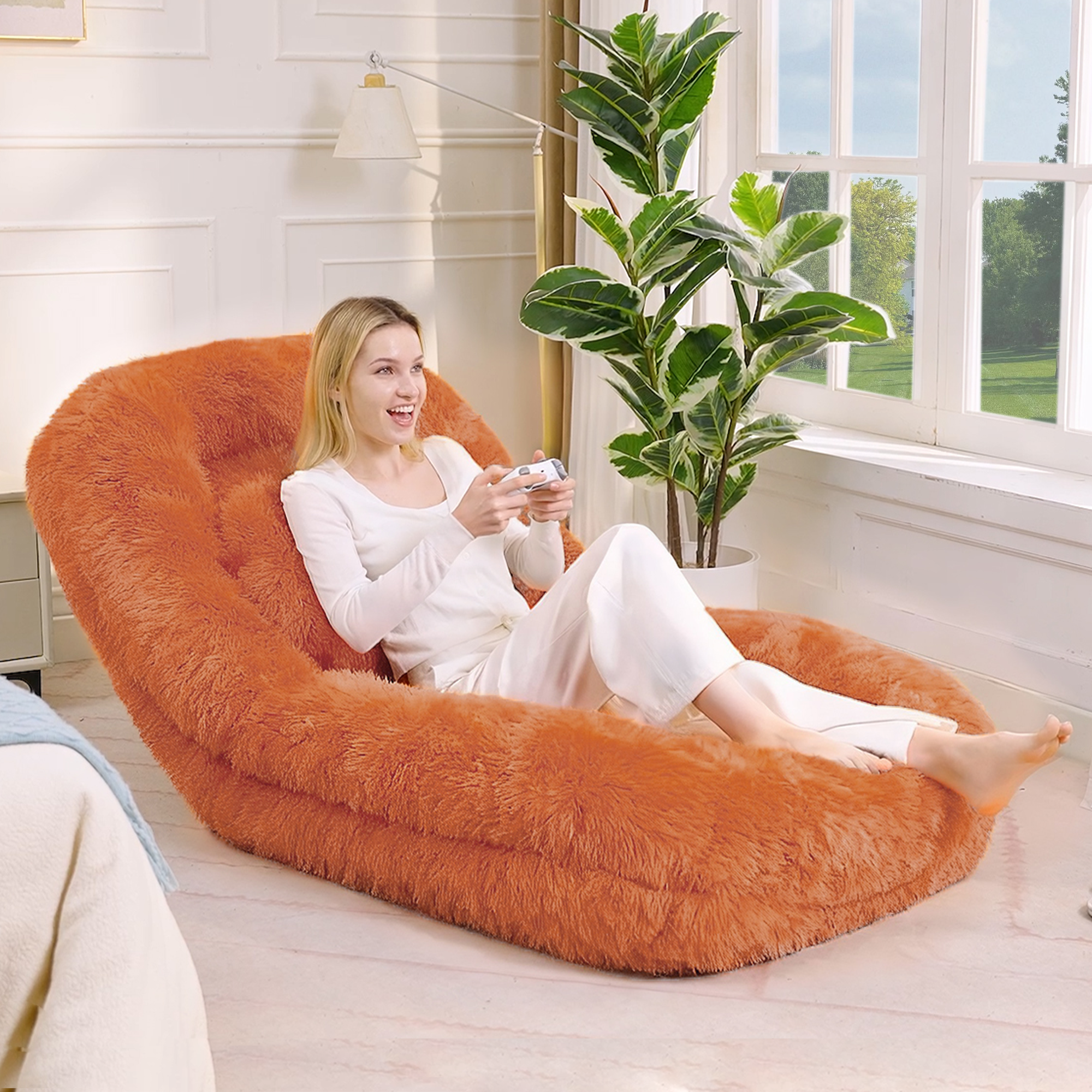 Orange floor sofa bedroom cozy corner placement