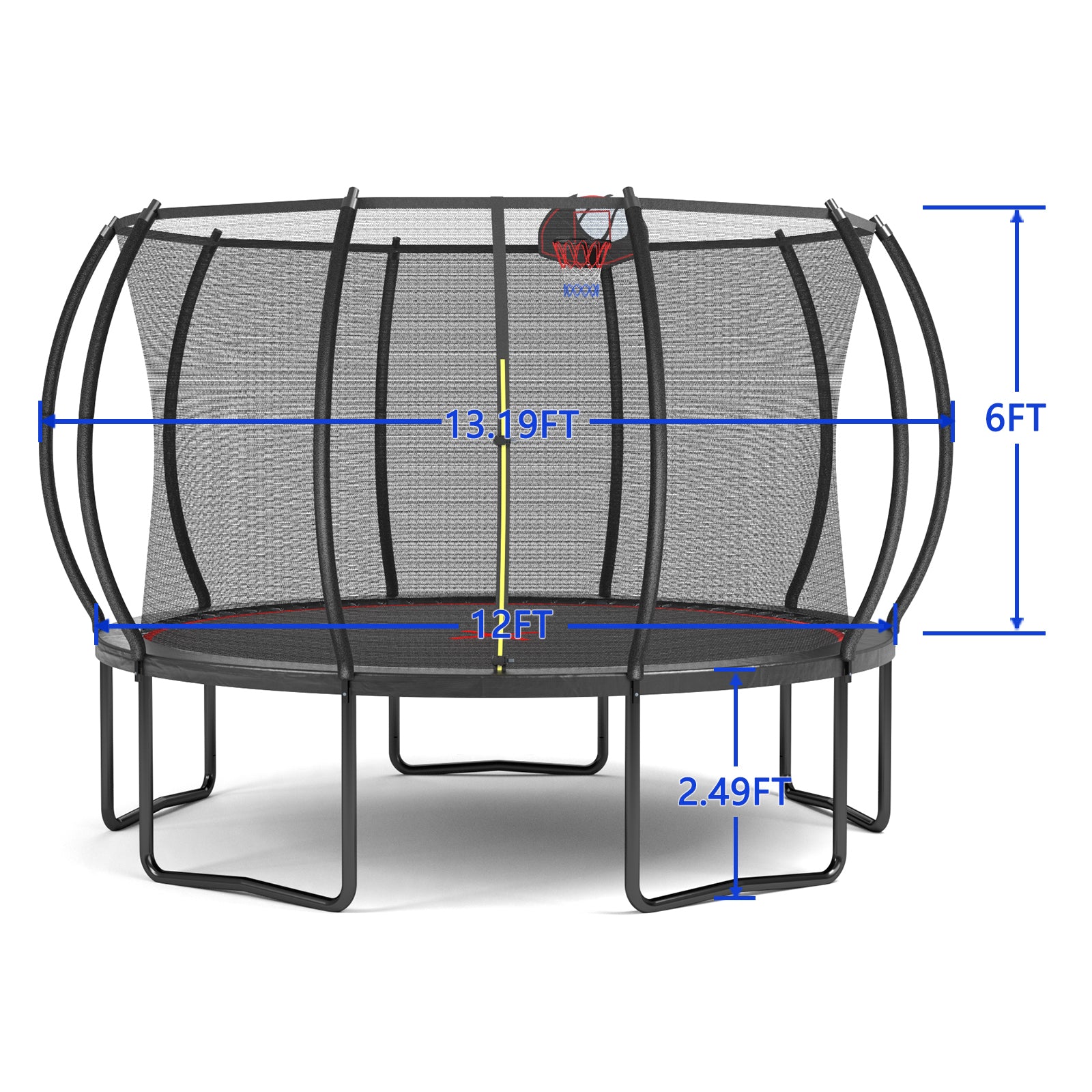 12 ft trampoline galvanized spring and spring pad close-up