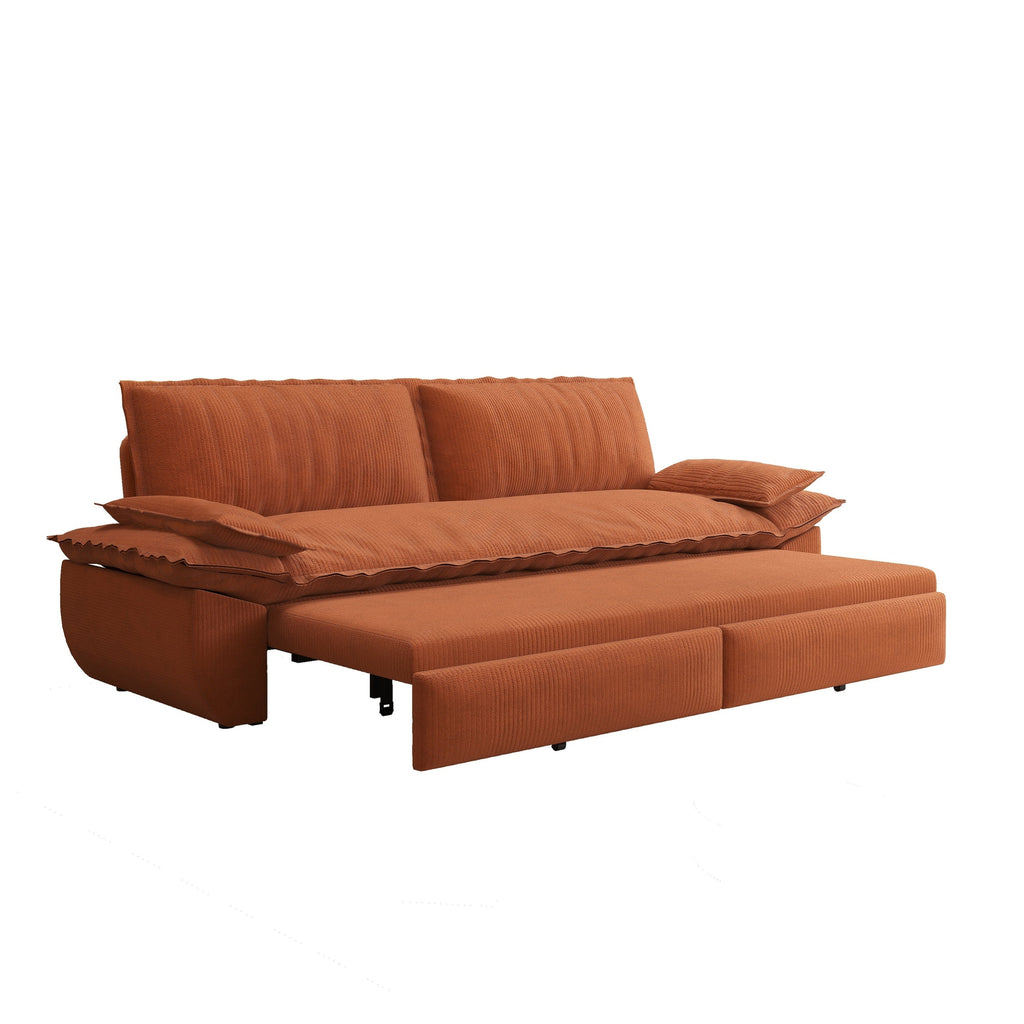 73.2' Queen Pull Out Sofa Bed,3-in-1 Convertible Sleeper Sofa,Multi-Functional Corduroy Loveseat Bed, Grey