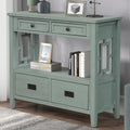 Retro blue farmhouse console table four drawers — front view