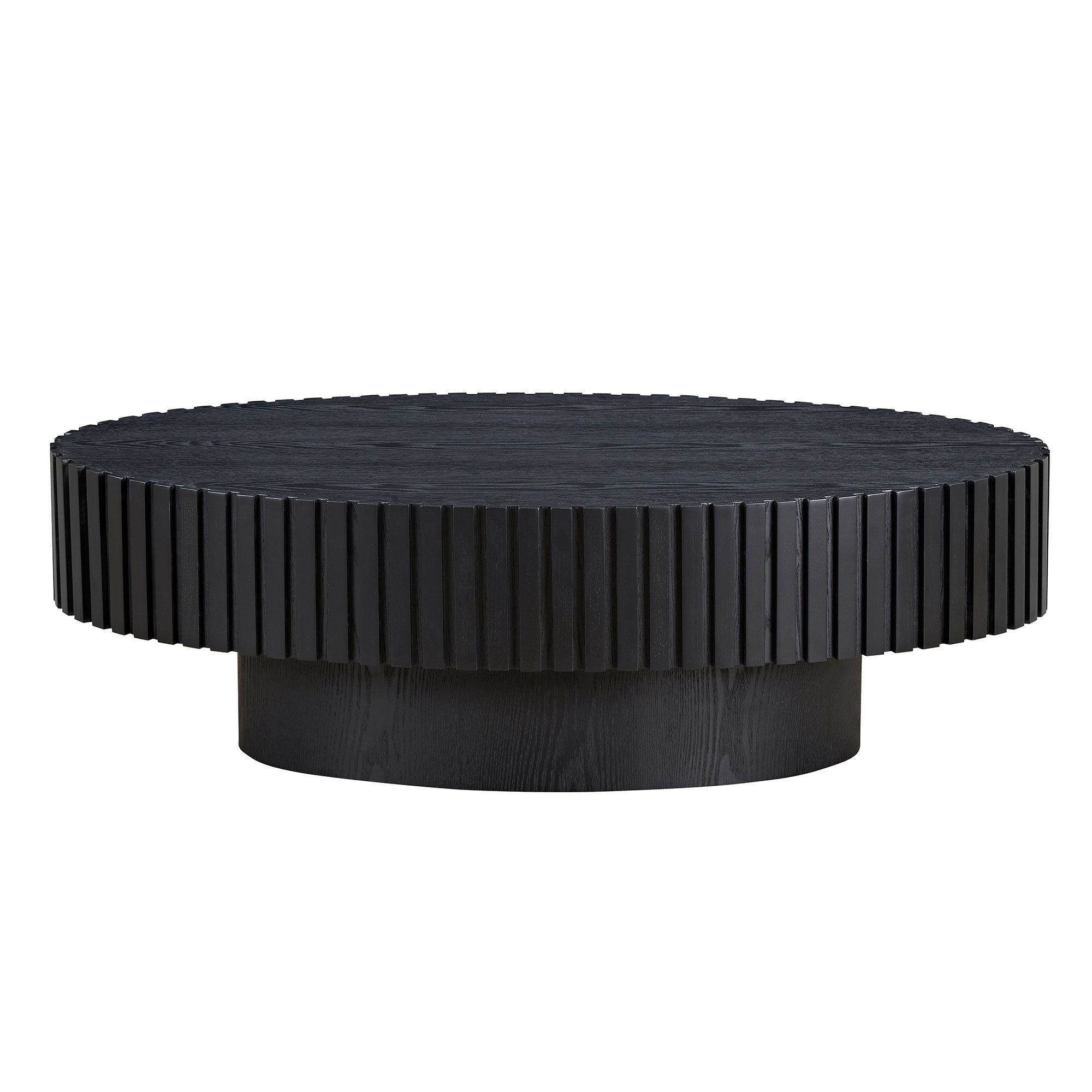 Oval Drum Coffee Table with Pedestal Base — Modern Handcraft Design