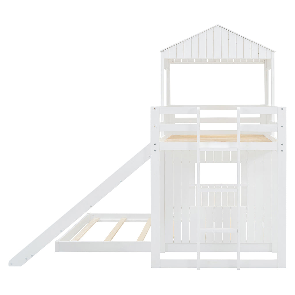 Playhouse bunk bed slide and ladder view