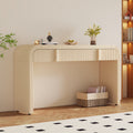 Apricot cream modern console table fluted drawers — front view