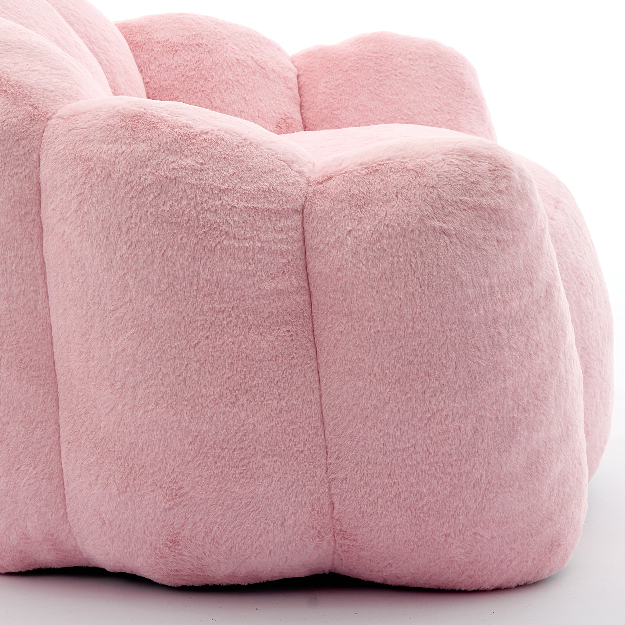 Faux Fur Lotus Compression Bean Bag Floor Chair — Pull Ring, 43.7" Wide