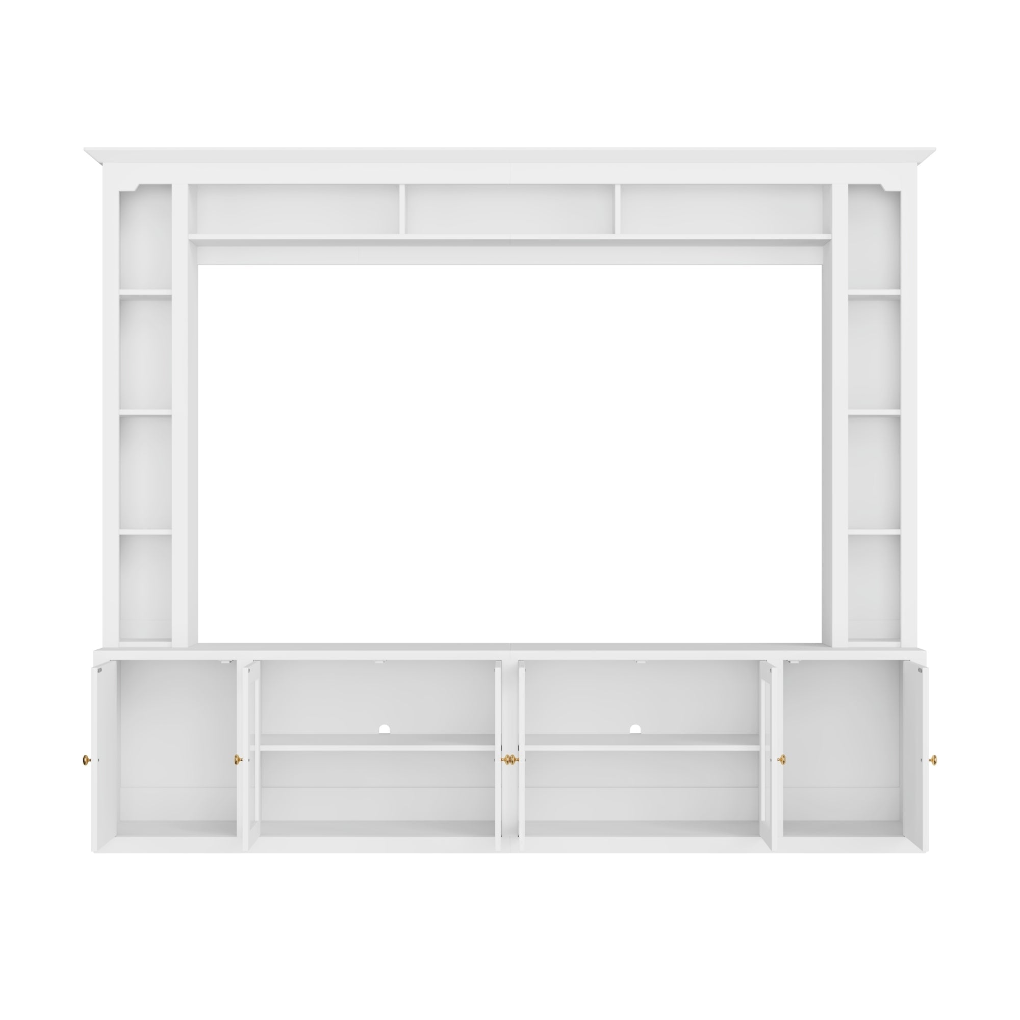 92" Entertainment Center Wall Unit with Glass Doors — for TVs Up to 80"