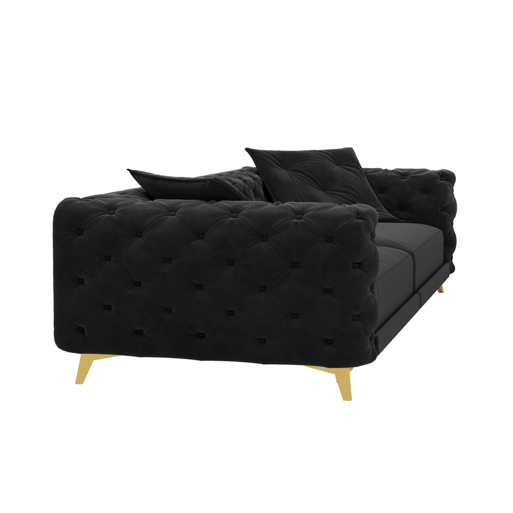97.7' 3-in-1 Convertible Sleeper Sofa, 28.4' Deep Seat Pull Out Sofa Bed,Button Tufted Modern Sofa, 4-Seater Couch with Movable Ottoman for Apartment, Office, Bedroom,Beige/White