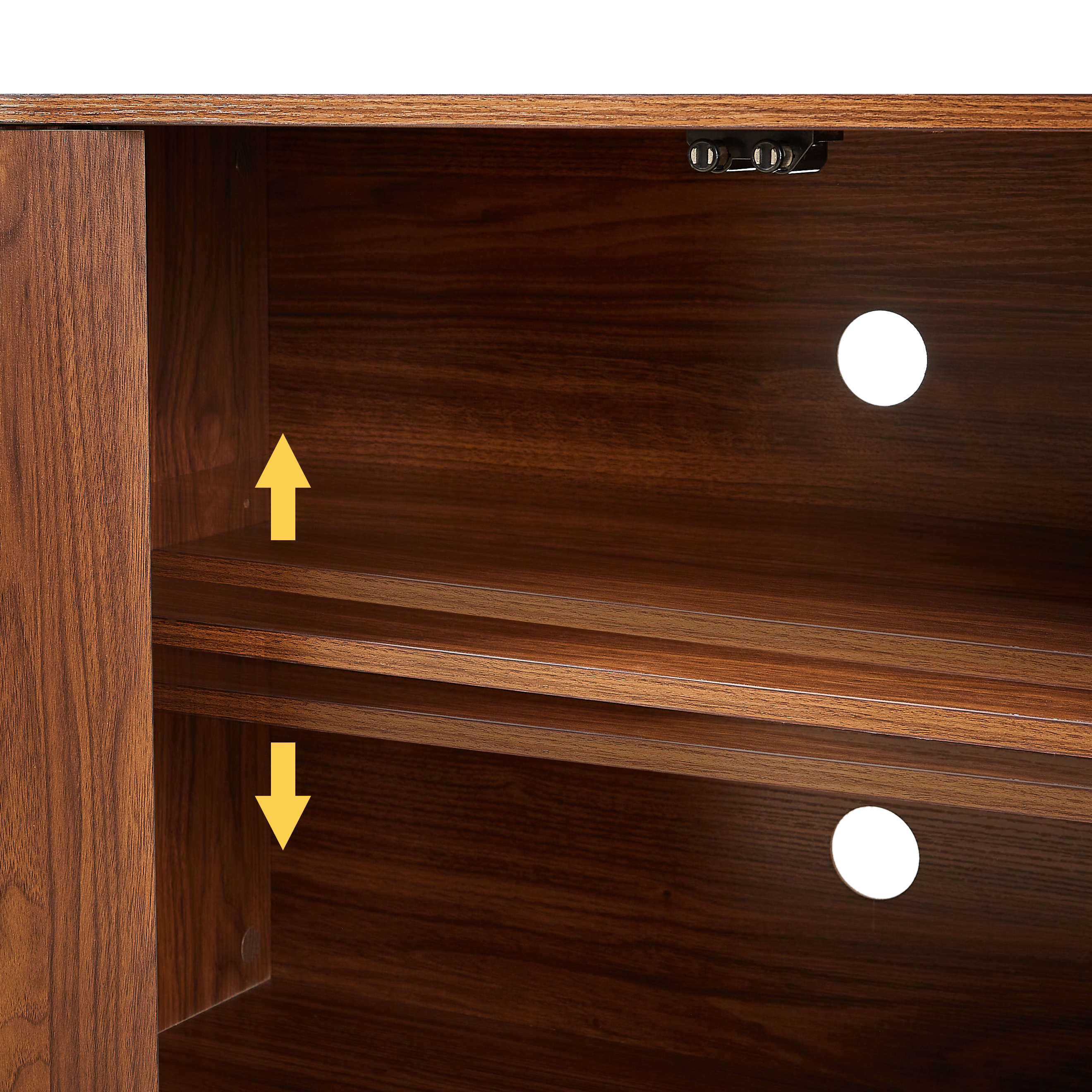Contemporary sideboard adjustable shelf interior