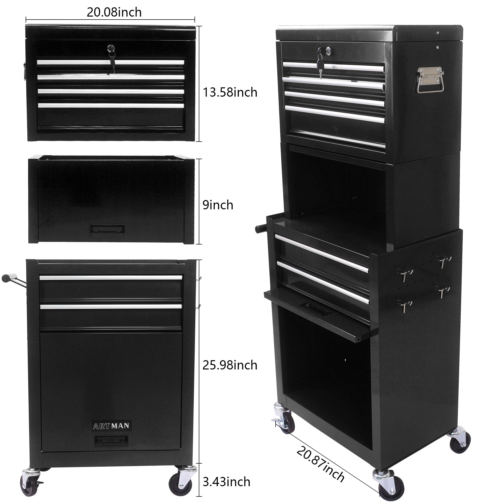 Hanging panel on door back for extra tool organization