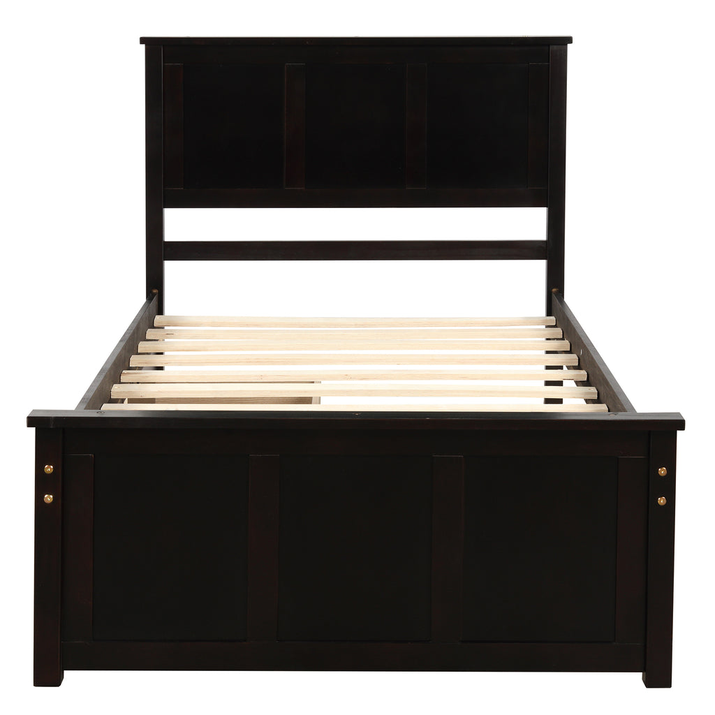 Twin platform storage bed drawer interior detail