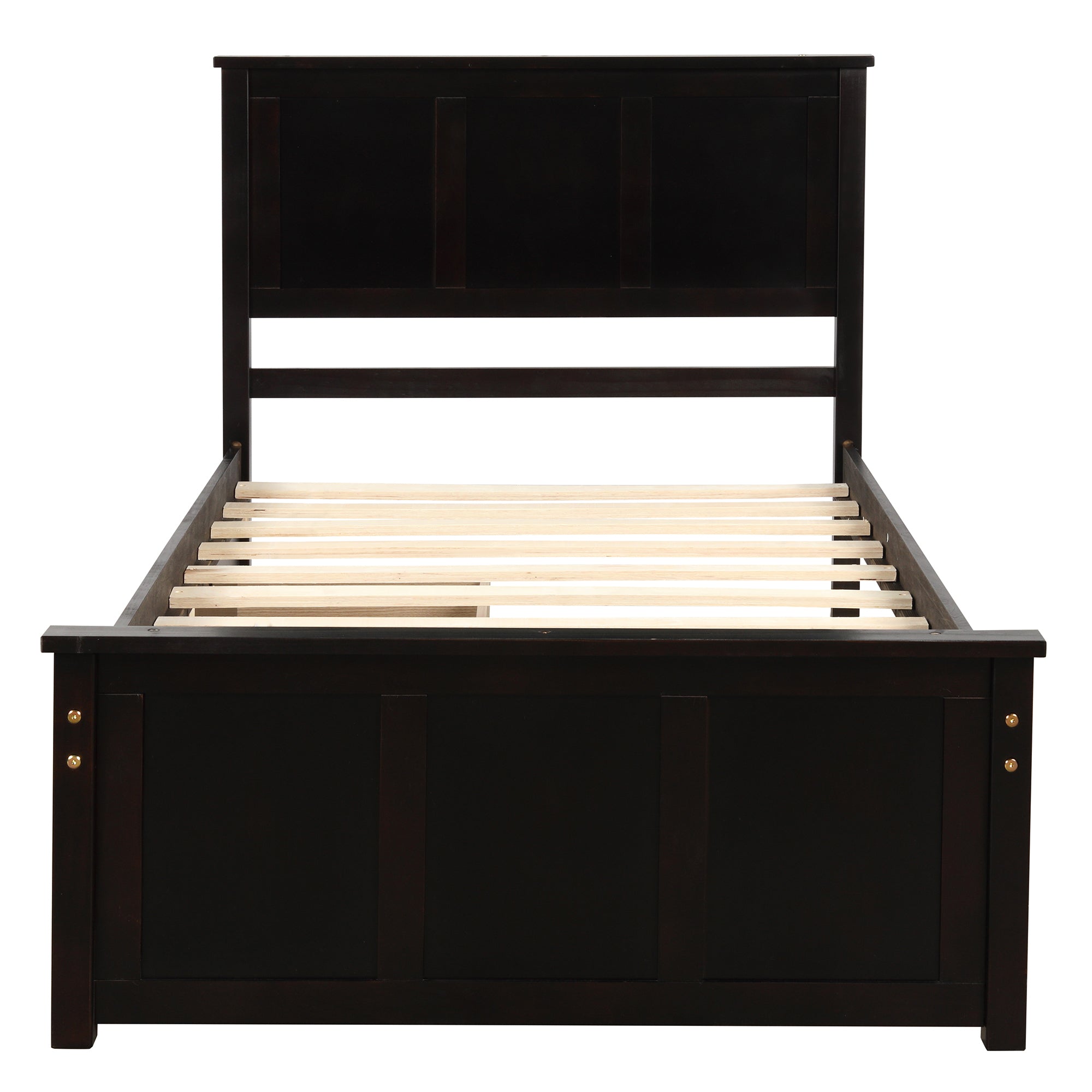 Twin platform storage bed drawer interior detail