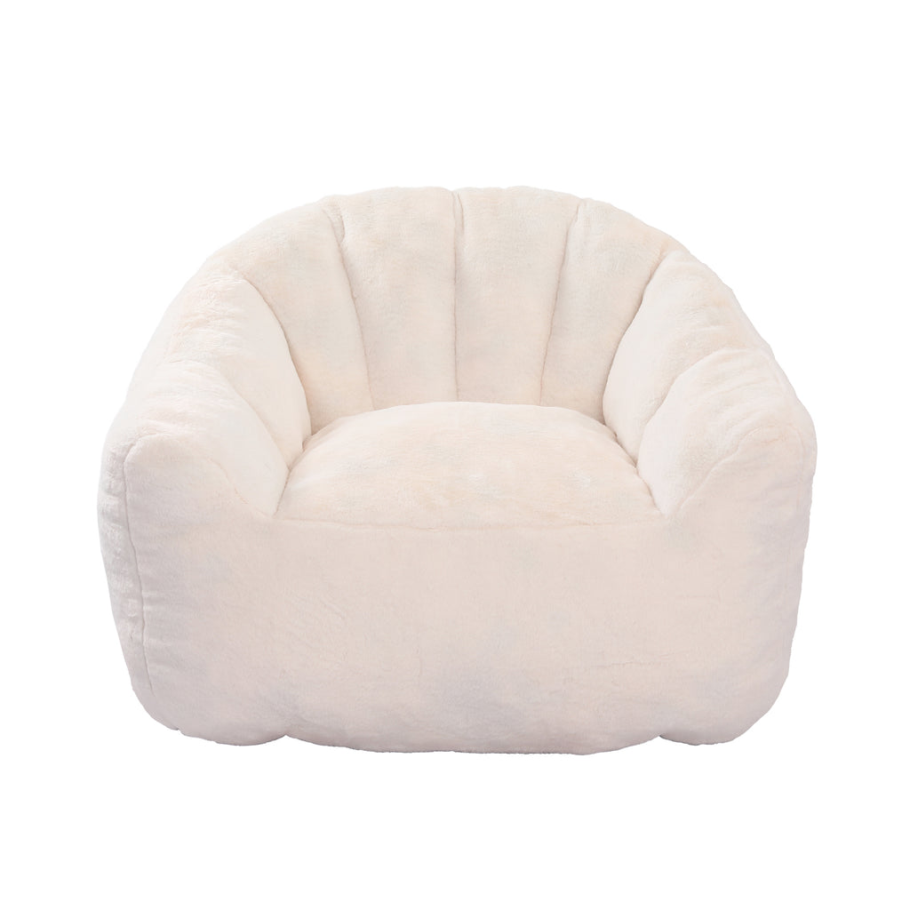 White bean bag sofa chair back view