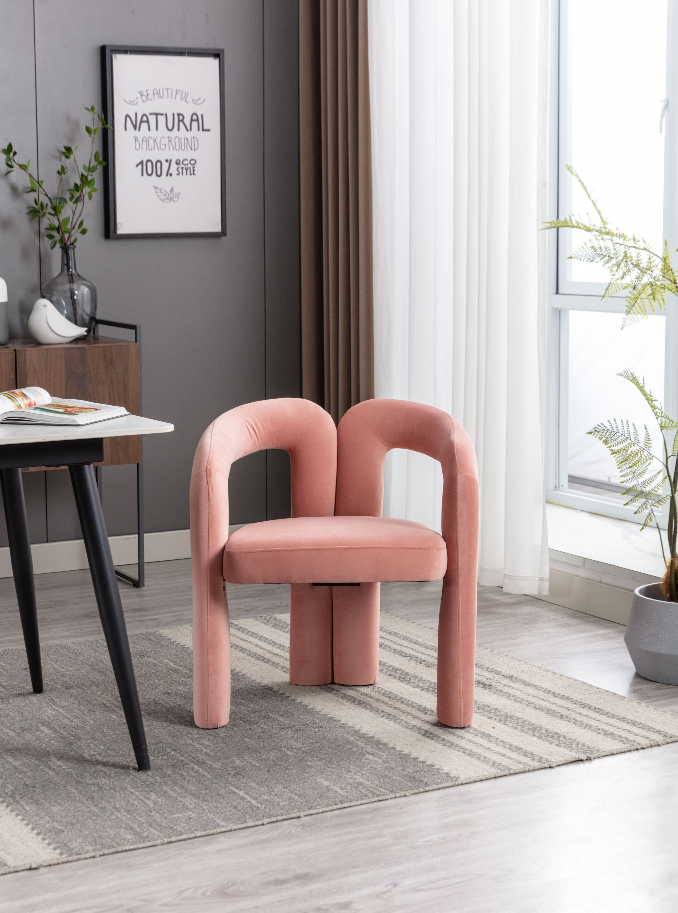 Velvet Barrel Accent Chair Set of 2 — Wood Legs