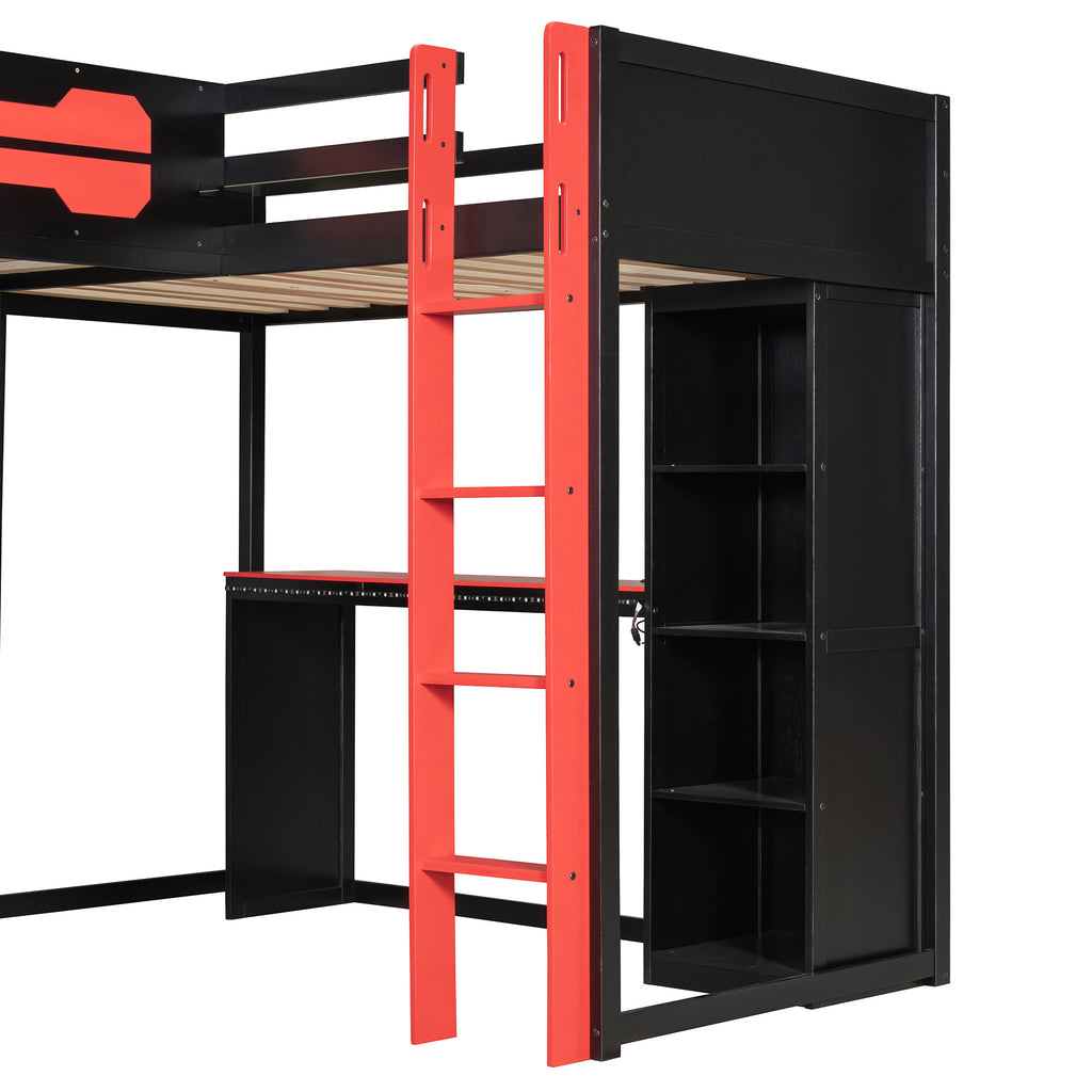 Under-bed storage area on gaming loft bed frame