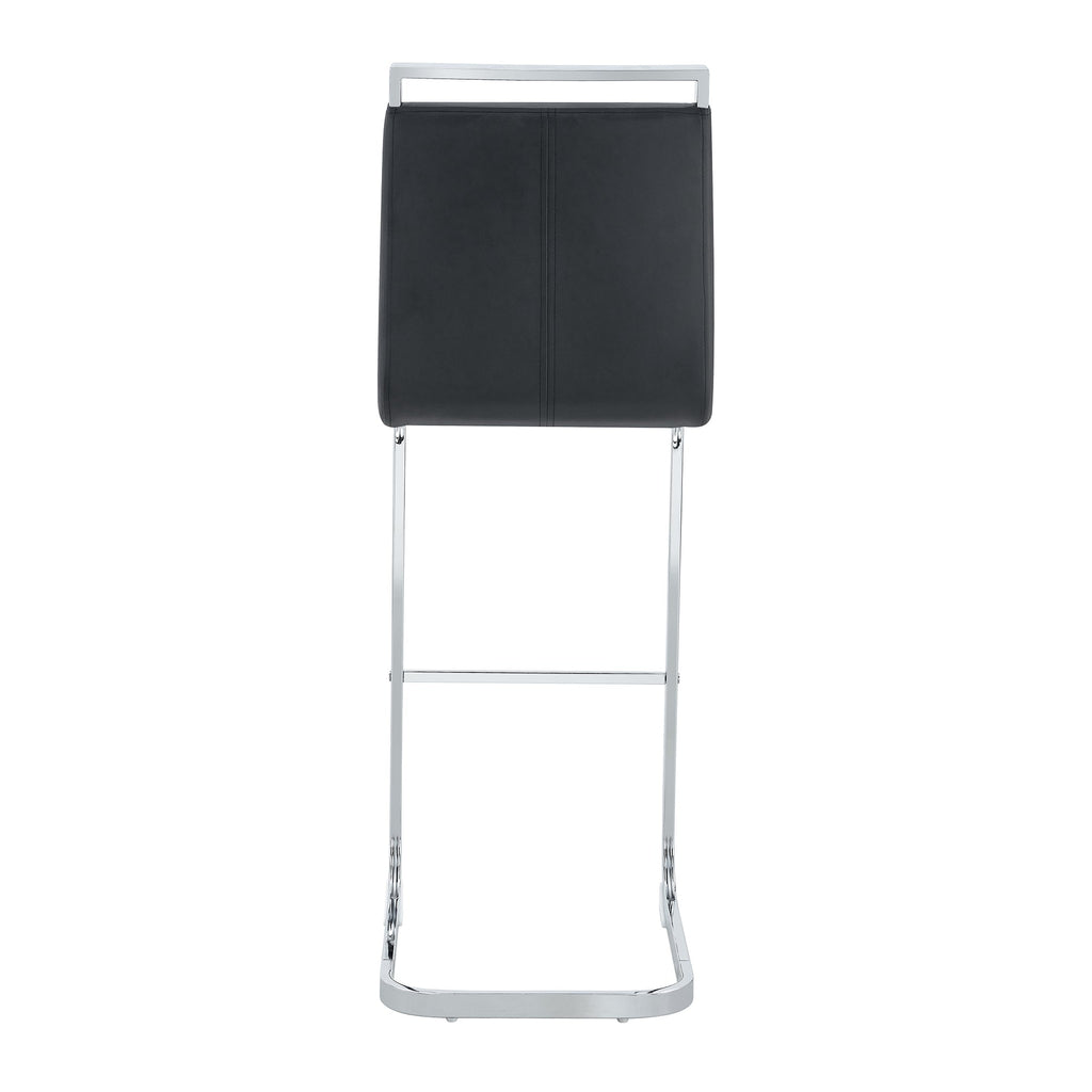 Modern and beautiful bar stool upholstered in PU leather with C-shaped silver metal legs for dining rooms, kitchens, terraces and guest office chairs.(set of 6) (white+PU)