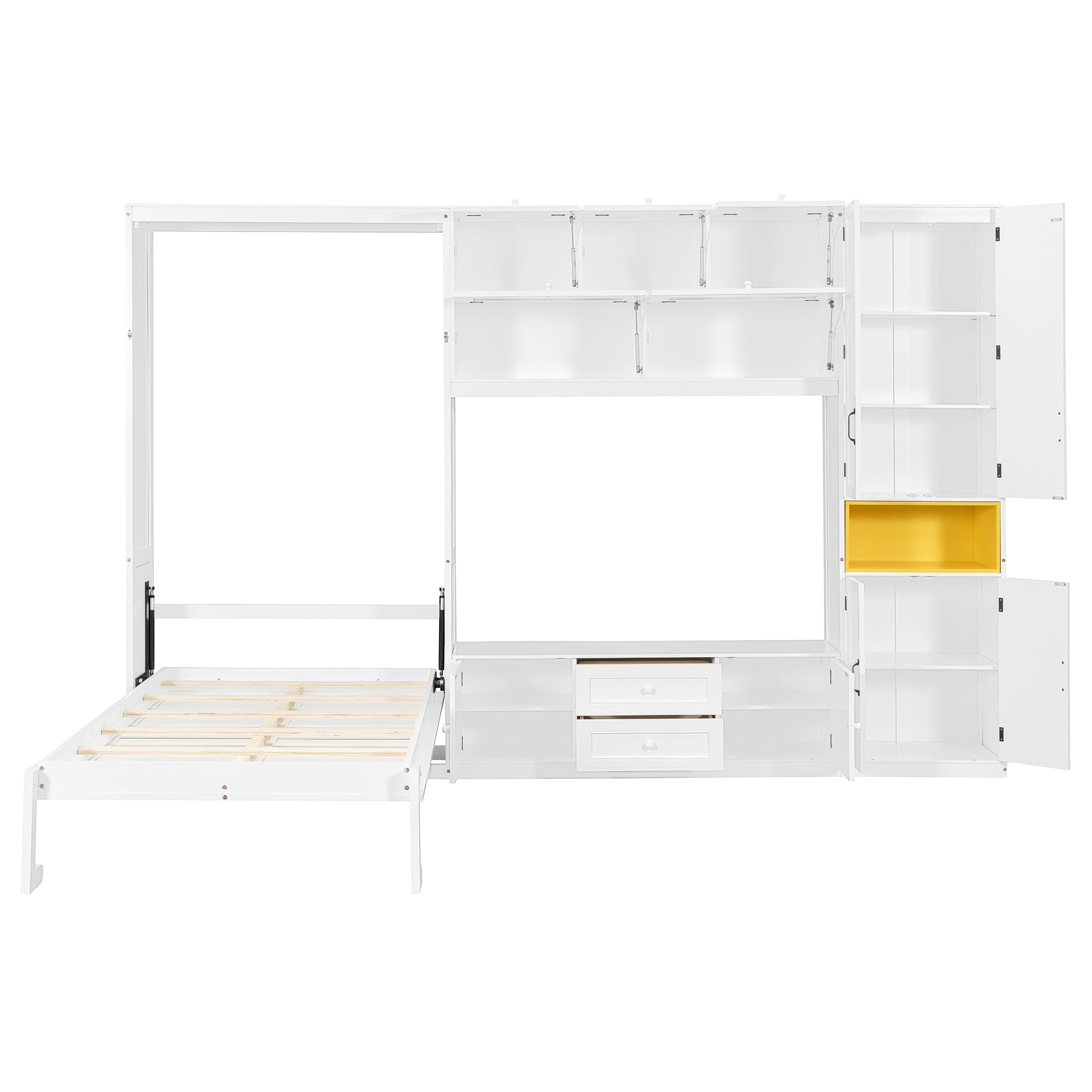 Twin-size Murphy bed folded down in bedroom setting