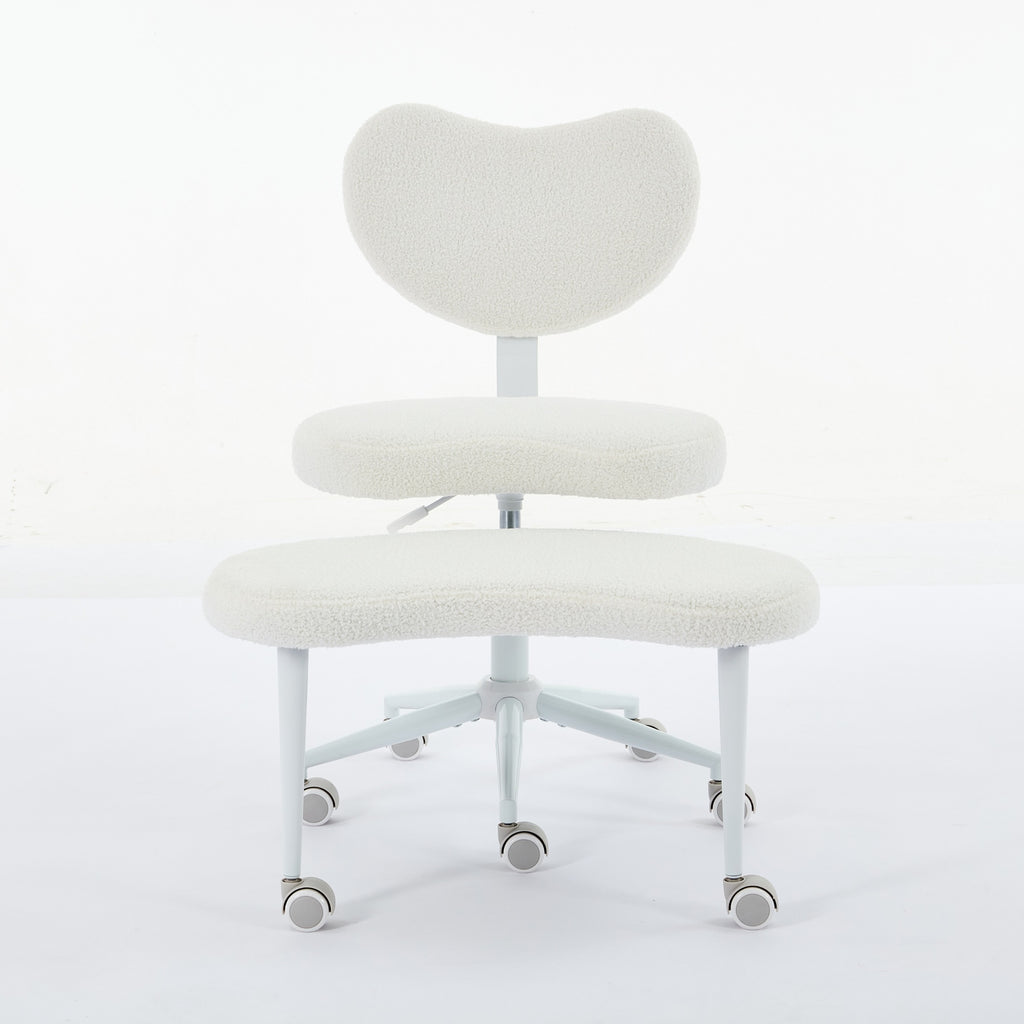 Ivory meditation chair with swivel footstool — angle view