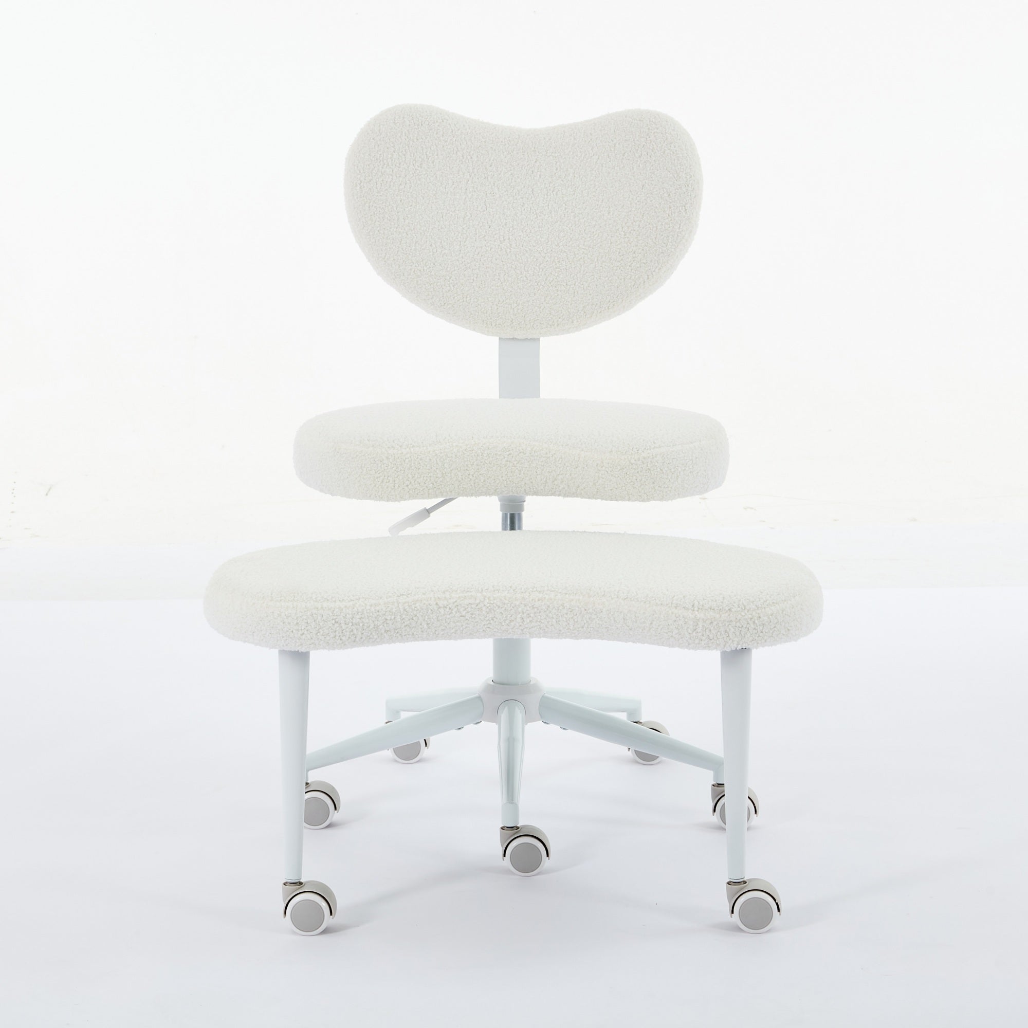 Ivory meditation chair with swivel footstool — angle view