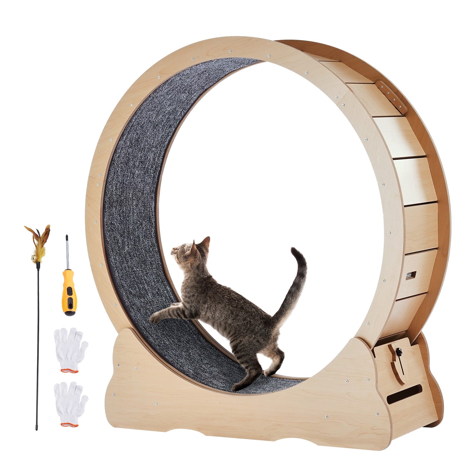 Yellow large cat exercise wheel — front view