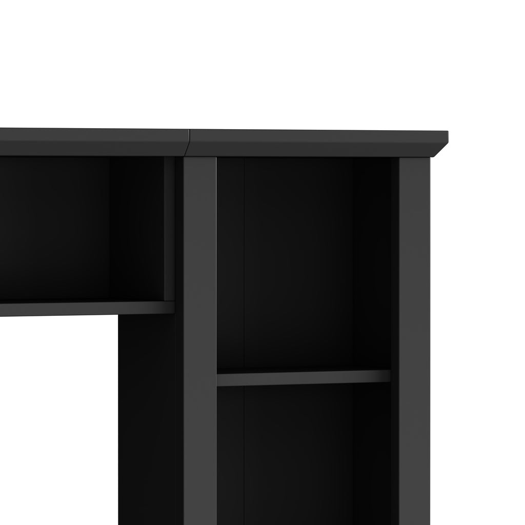 Black entertainment center bookshelf and TV cabinet combined view