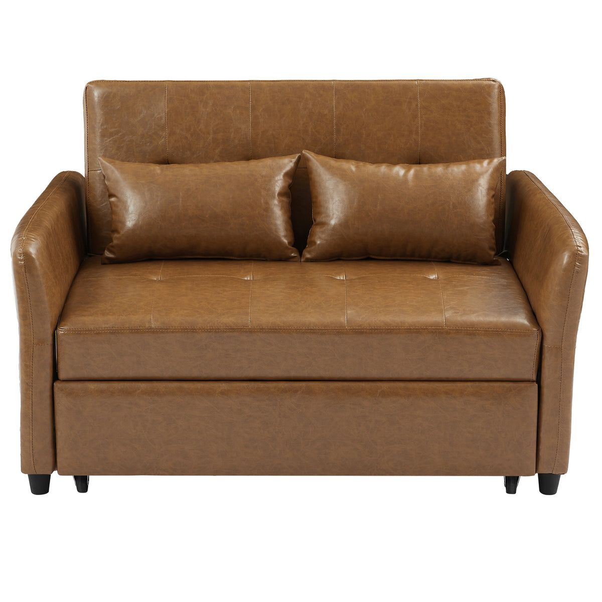 Orisfur Brown Convertible Sleeper Sofa Bed with Adjustable Armchair and 3 USB Ports, 51.57' for Small Spaces