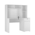 White computer desk with hutch and bookshelf — front view