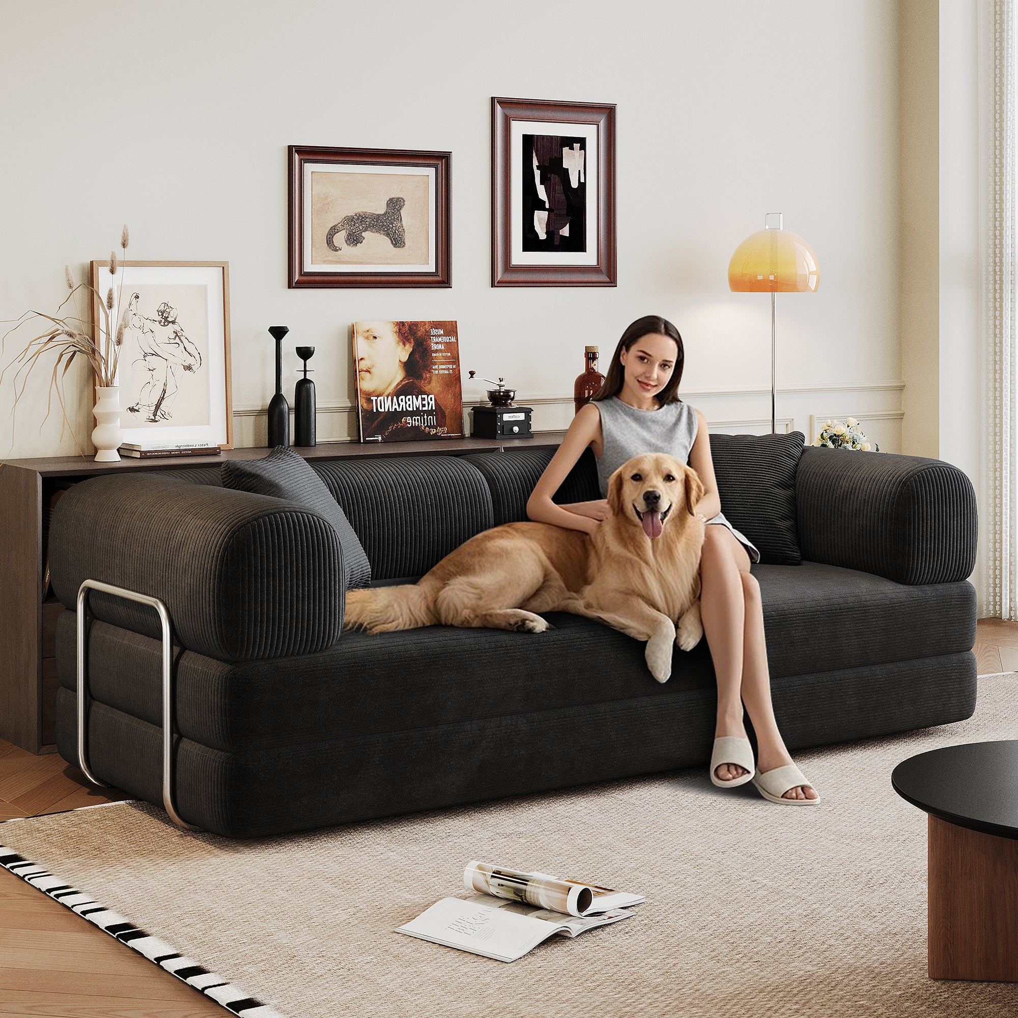 Modular sectional loveseat seating area detail