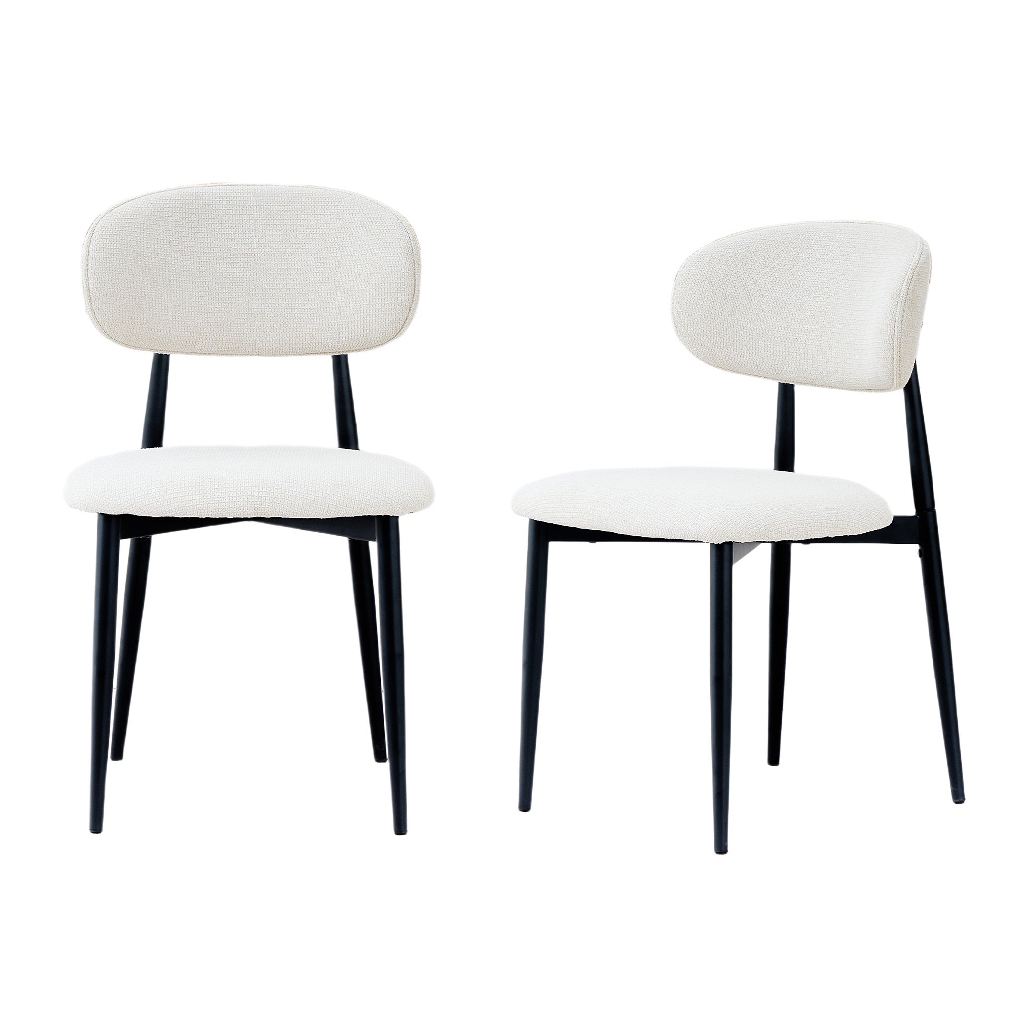 Fabric Dining Chairs, Upholstered Side Chairs with Black Metal Legs, 32.8' H x 19.6' W x 22' D, 19.3' Seat-High, Modern Kitchen Chairs for Dining Room, Living Room-Seat of 2,Black Frame and Grey Seat
