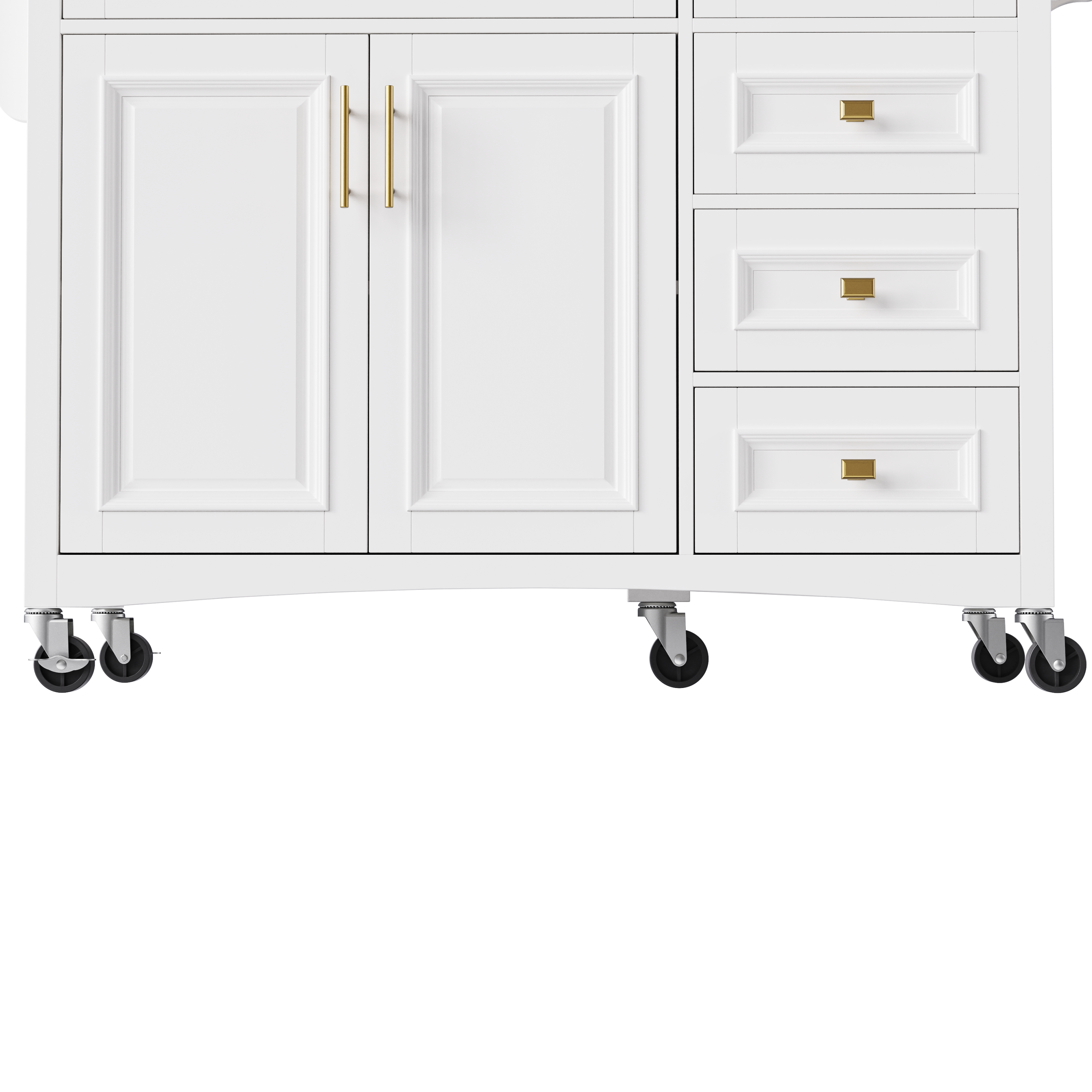 K&K 52'' Kitchen Island with Drop Leaf, Embossed Texture Kitchen Island on Wheels with Spice Rack, Towel Rack, 2 Doors and 5 Drawers, Kitchen Storage Cart with Adjustable Shelf for Kitchen, Blue Grey