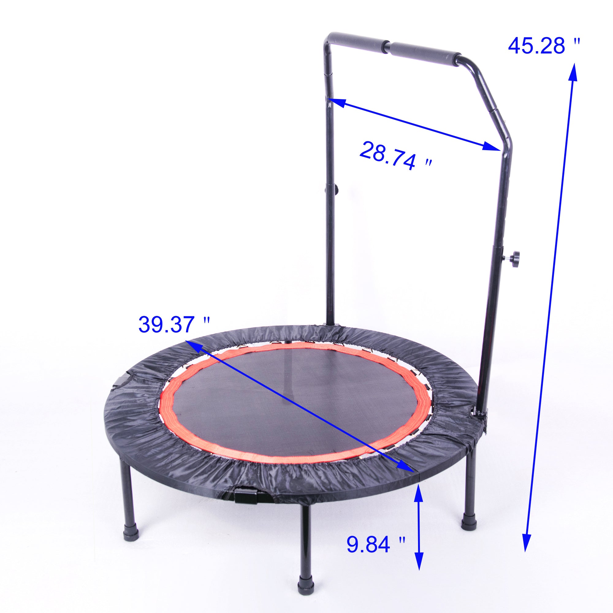 40 inch fitness trampoline adjustable handle close-up