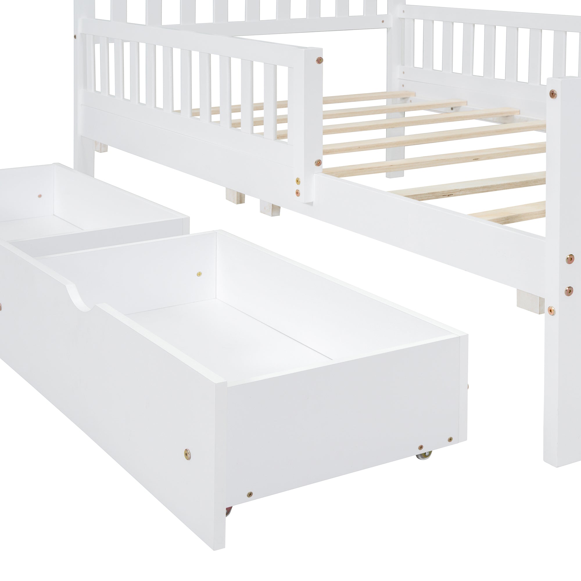 Twin-size bed with drawers in bedroom setting