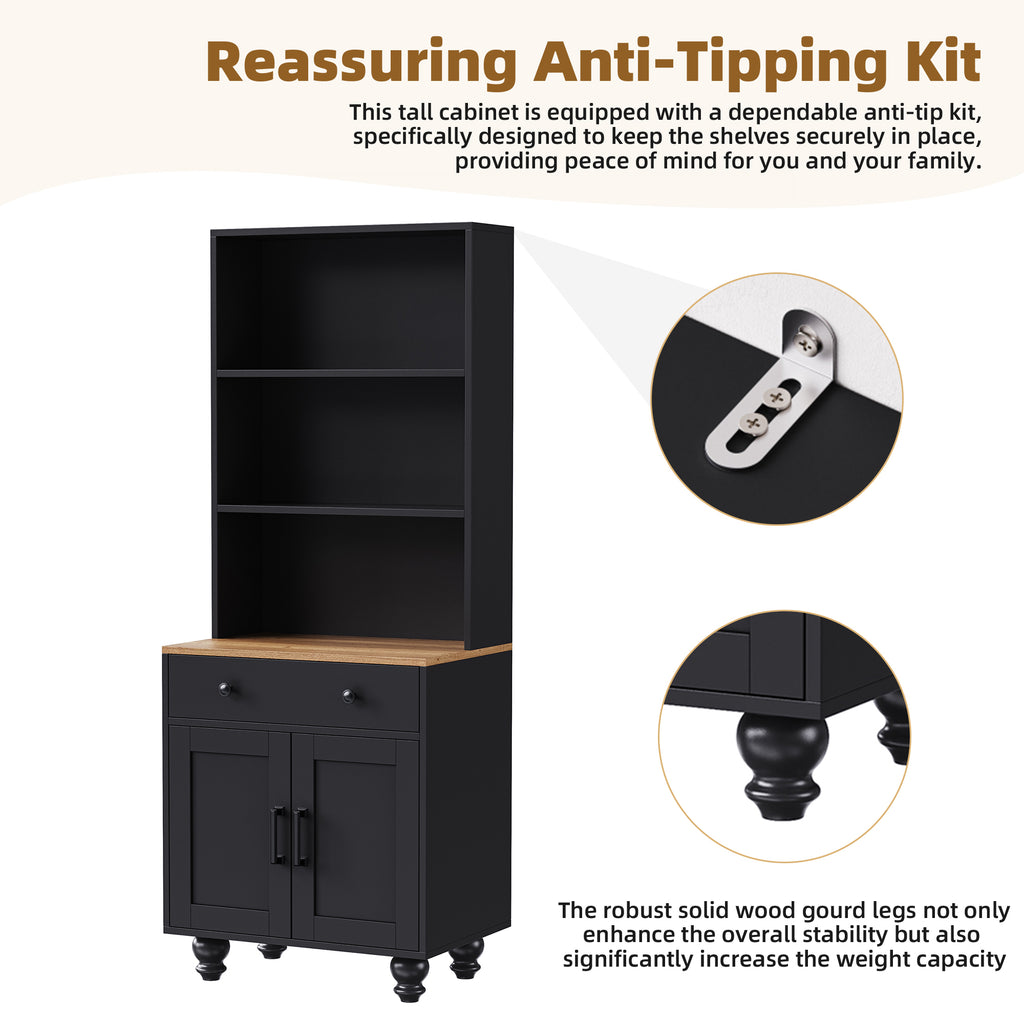 Black entertainment center with retro handles detail