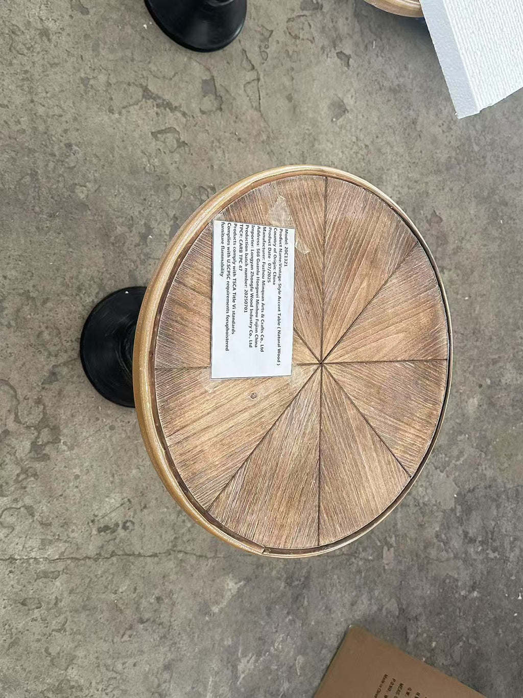 French country round accent table entryway placement