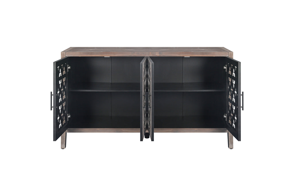 Four-door sideboard interior adjustable shelf storage