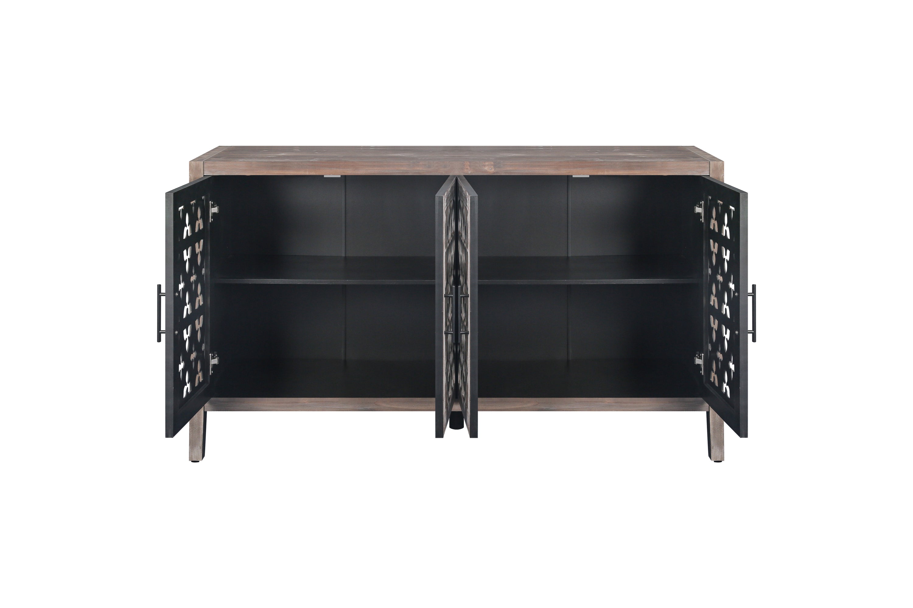 Four-door sideboard interior adjustable shelf storage