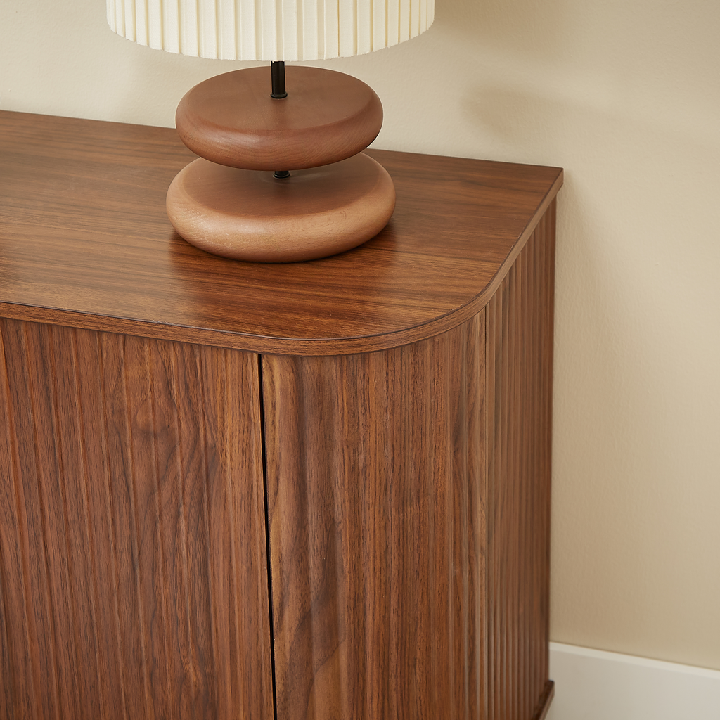 Walnut buffet sideboard adjustable shelves interior