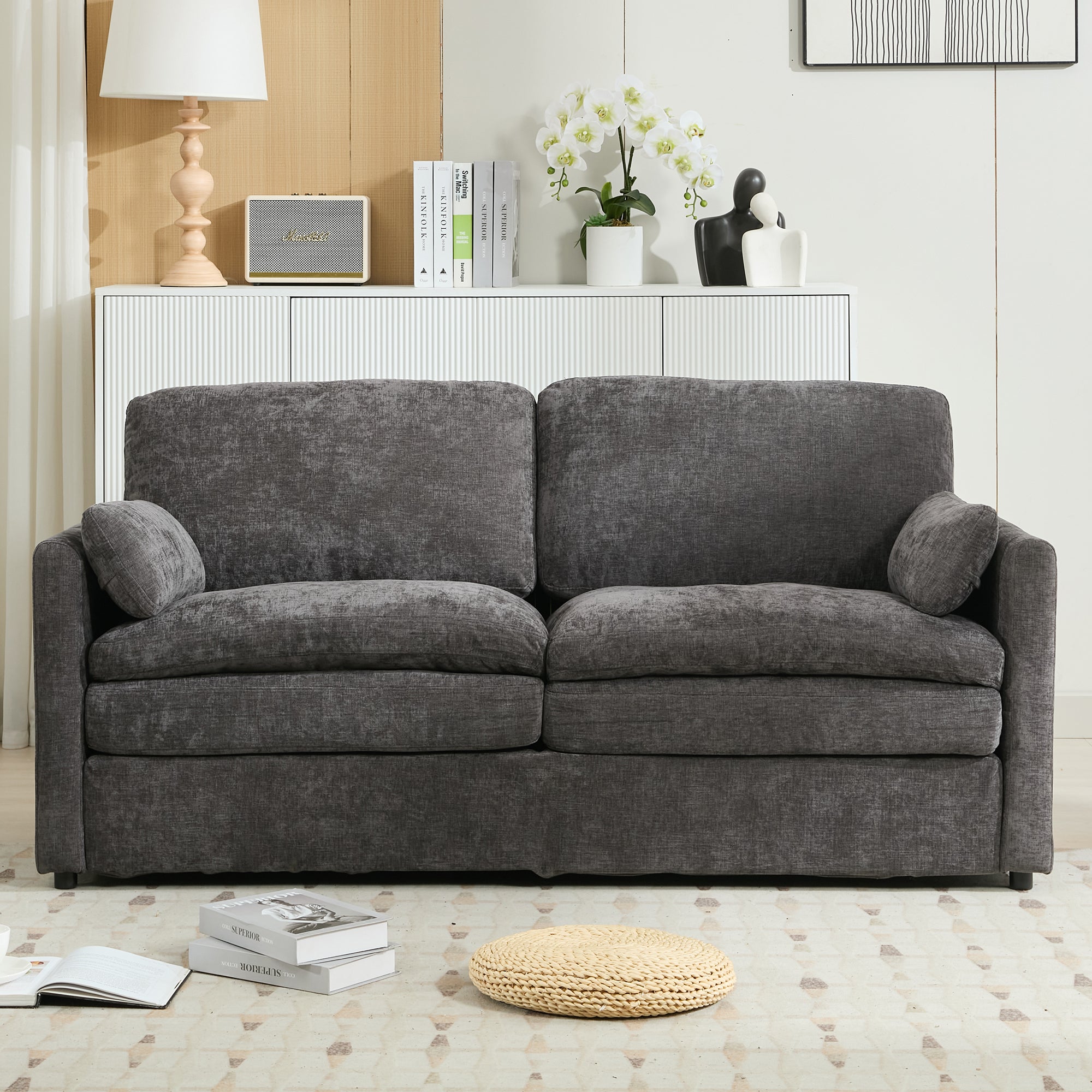 Gray loveseat deep seating cushion detail