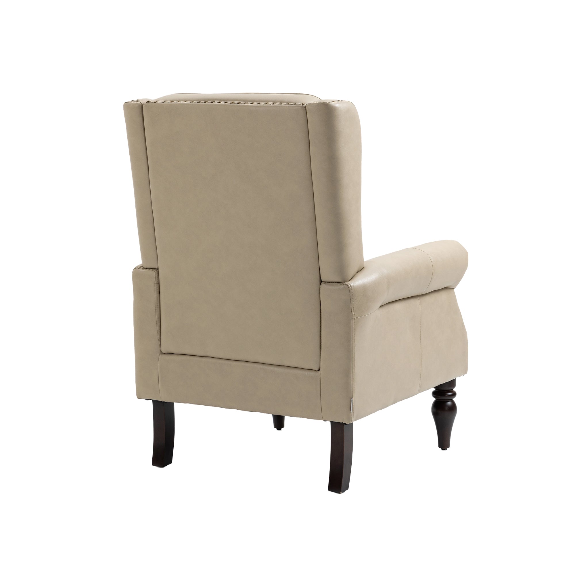 Contemporary camel accent chair lifestyle photo