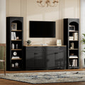 Black 3-piece farmhouse entertainment center — front view