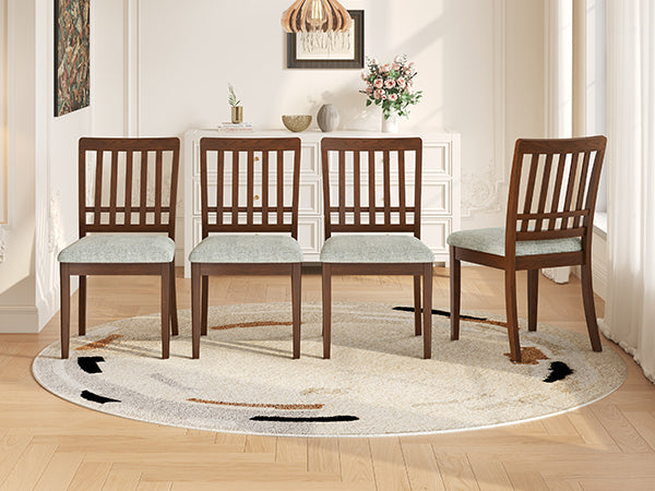 2-Piece Modern Scandinavian Dining Chairs, Curved Wood Backrest with Gray Fabric Seat, Finish for Dining Room and Apartment, Easy to Assembly -BLACK