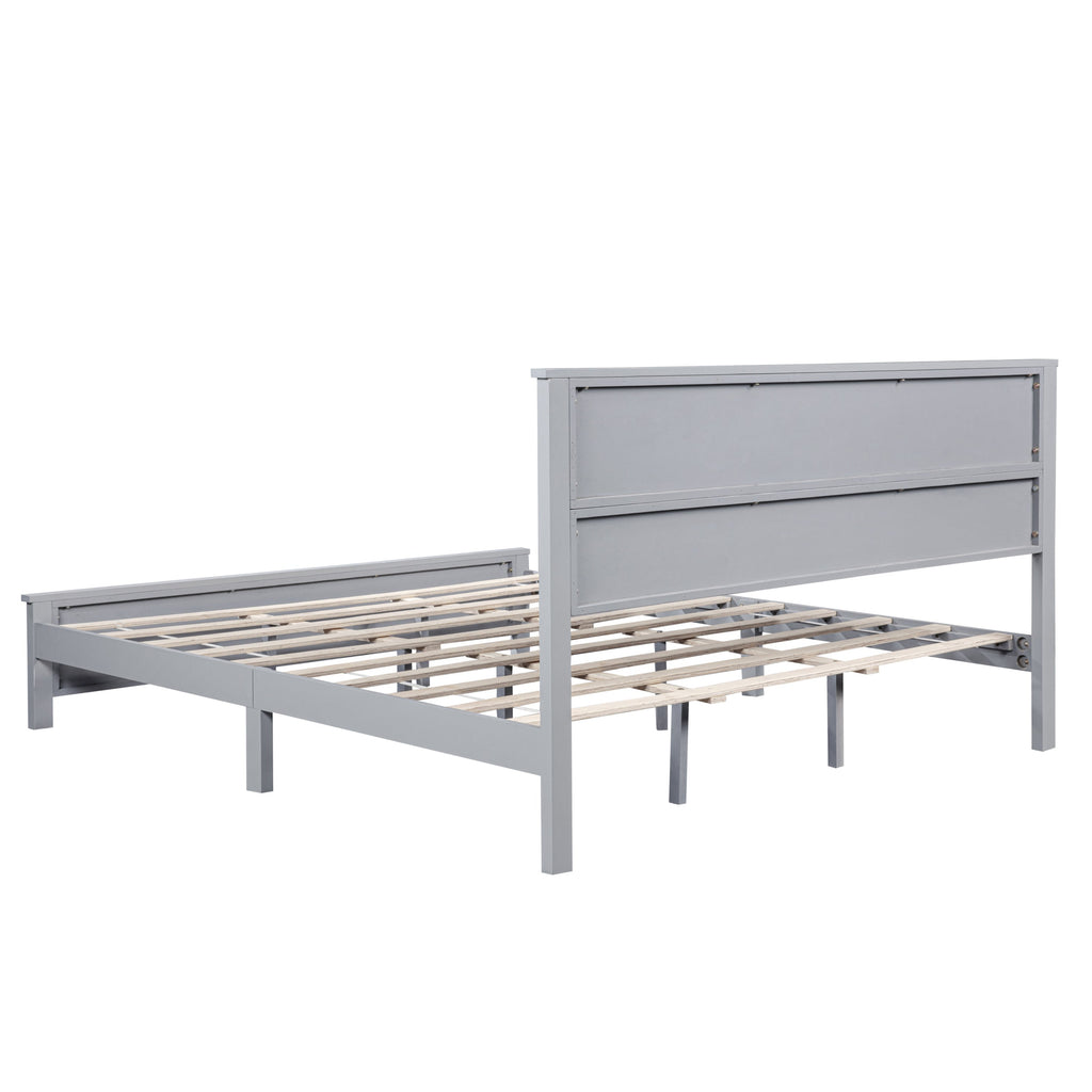 Farmhouse Style King Size Bed with Barn Door Designed Headboard and Footboard, Pinewood Bed with Strengthened Bed Frame,White