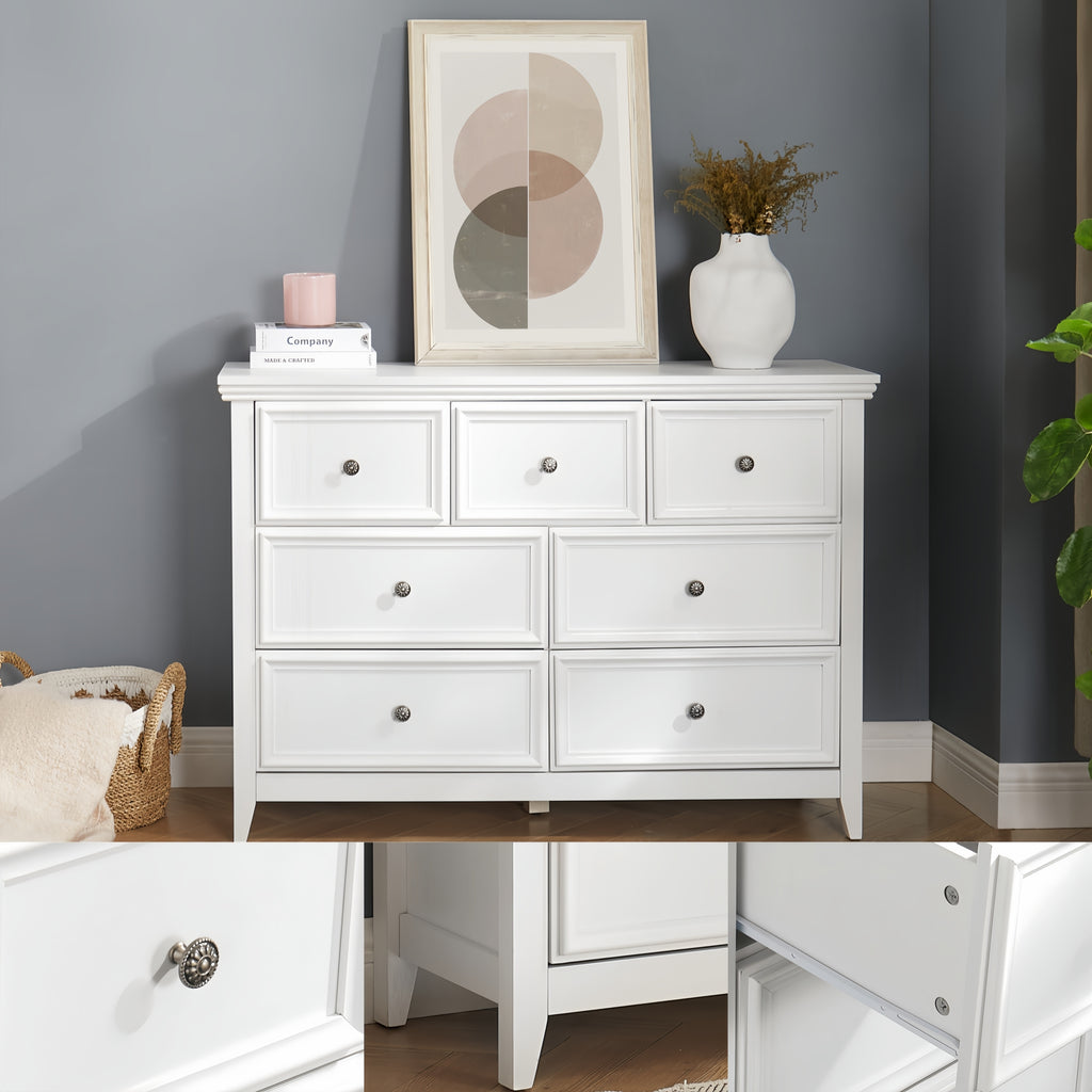White chest of drawers anti-tipping safety device detail