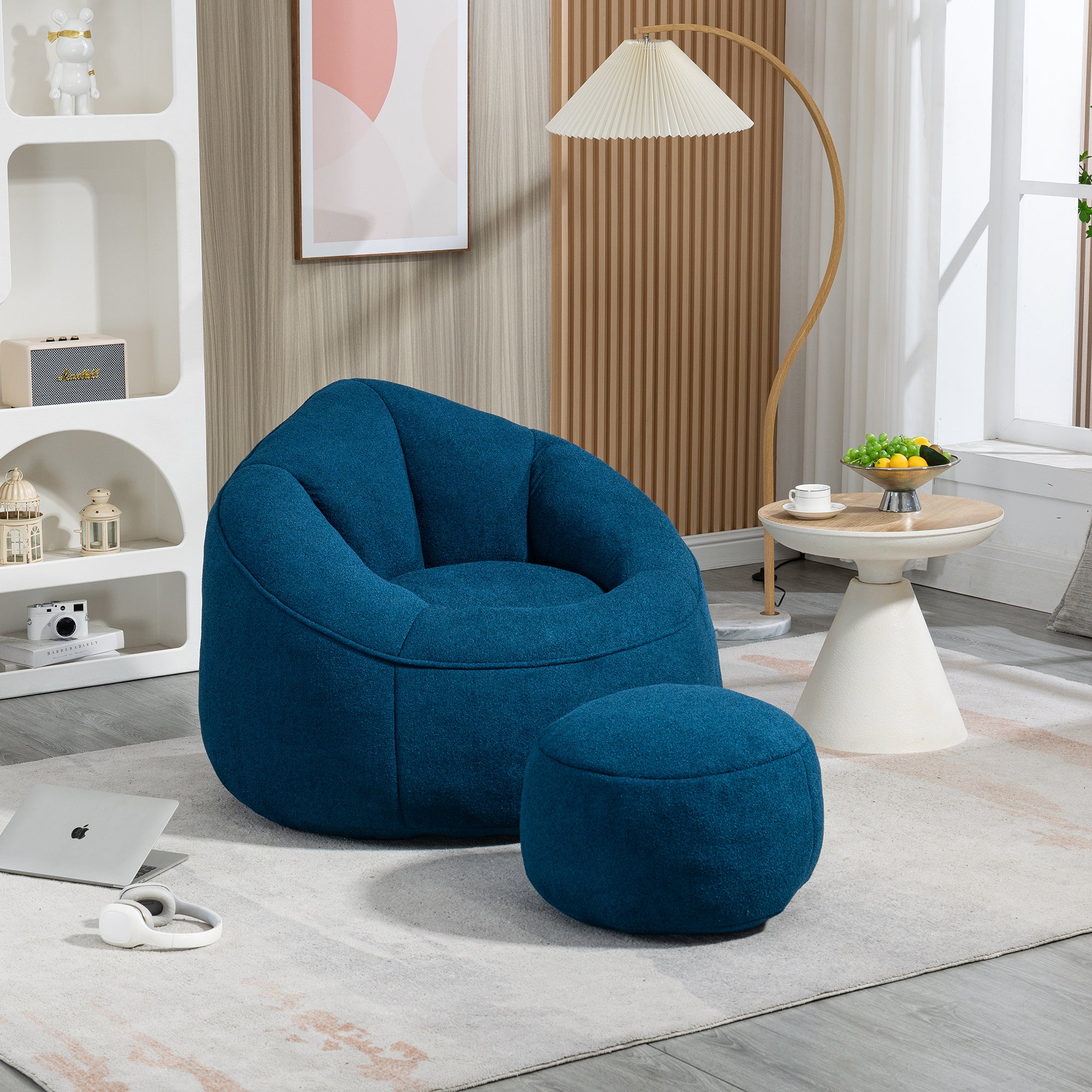 Bean bag chair with high-pressure foam — angle view