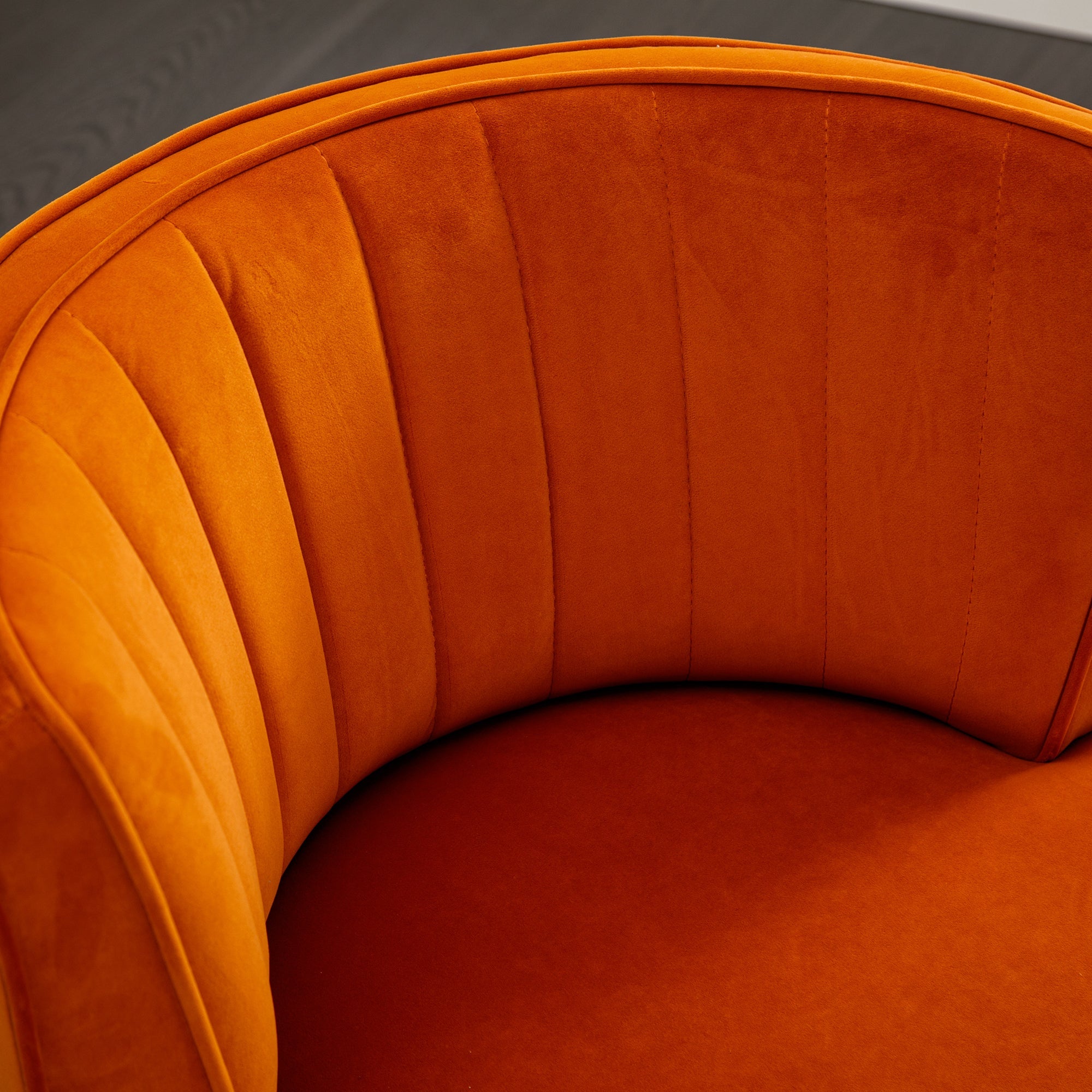 Velvet Swivel Barrel Chair — 360° Round Accent