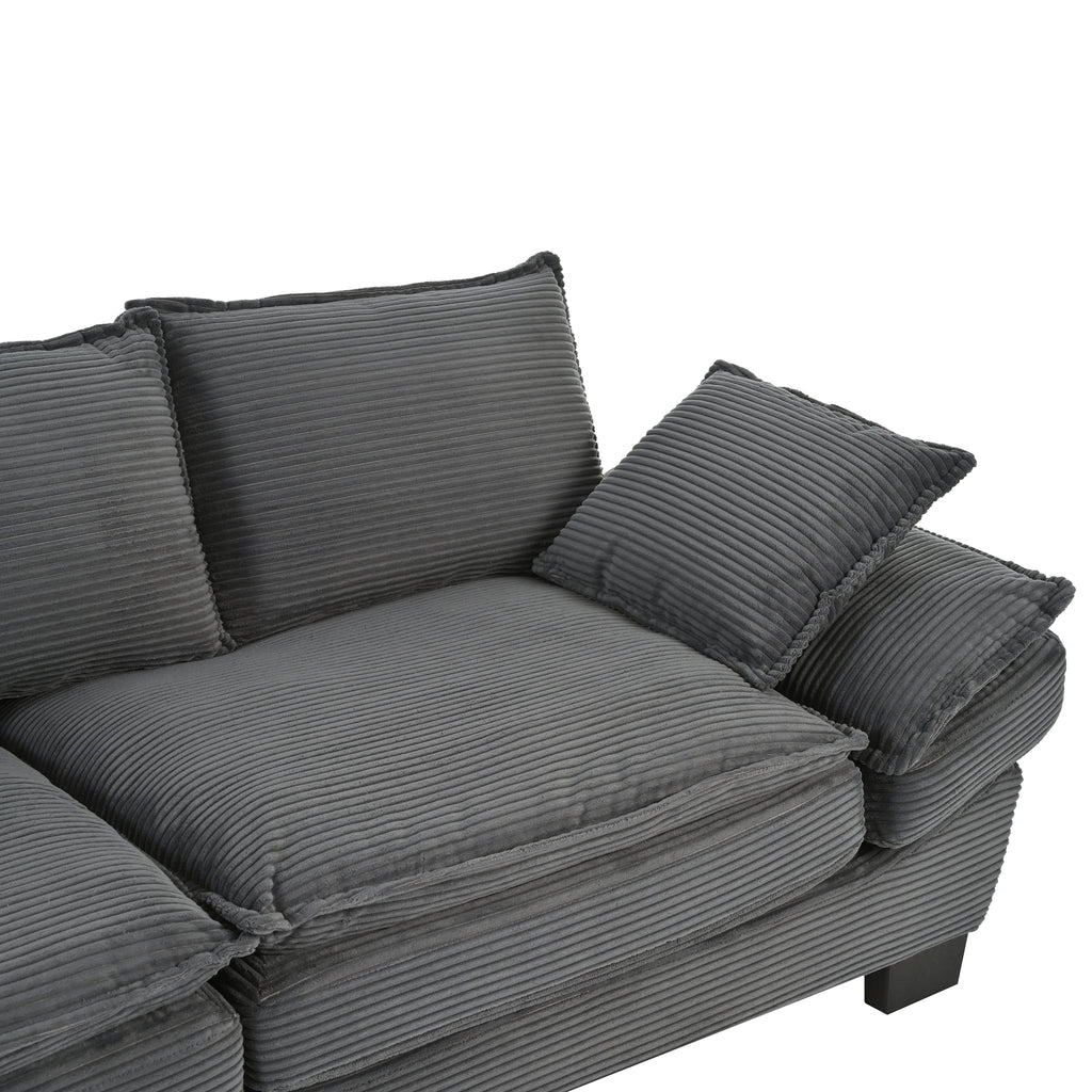 Curved sofa backrest upholstery detail