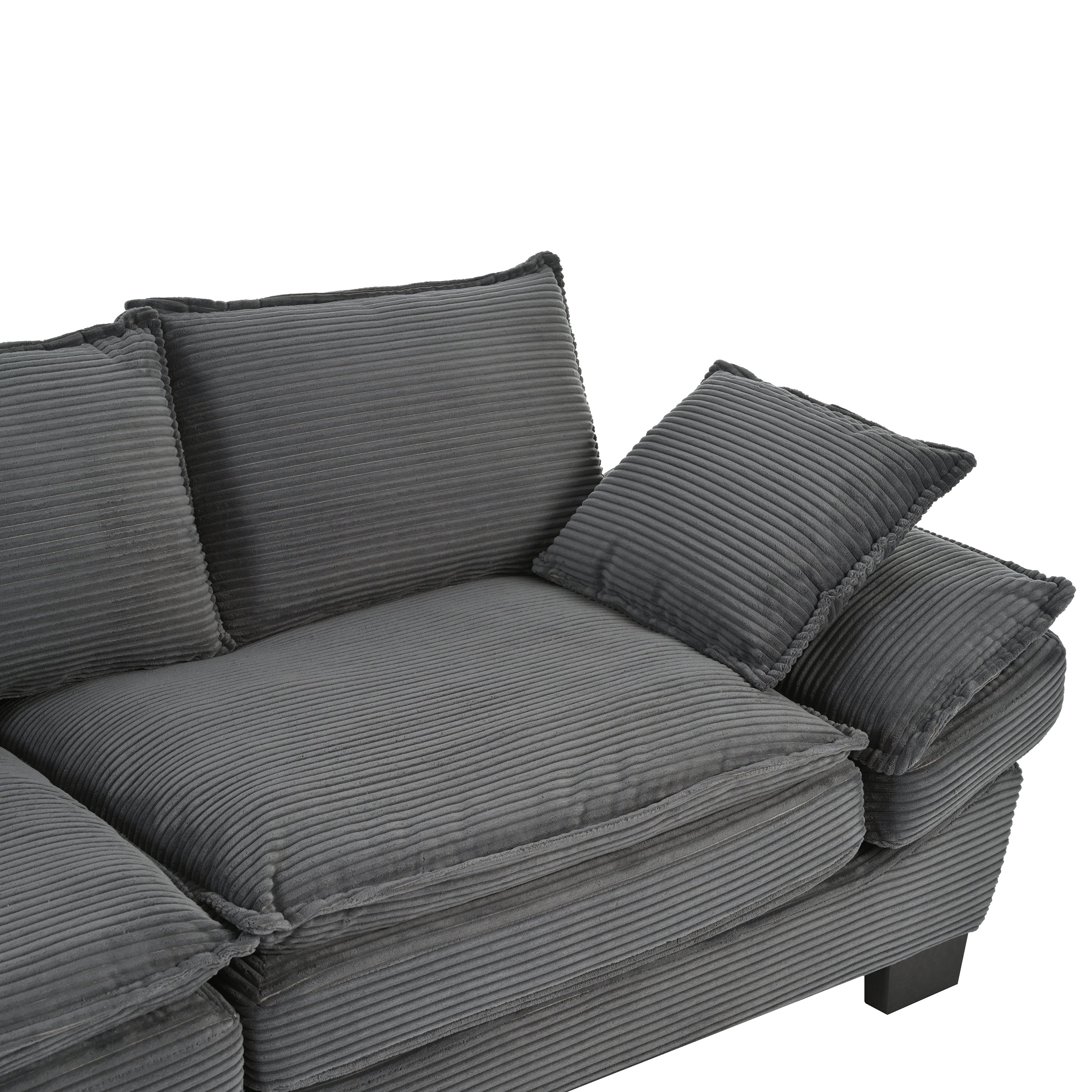 Curved sofa backrest upholstery detail